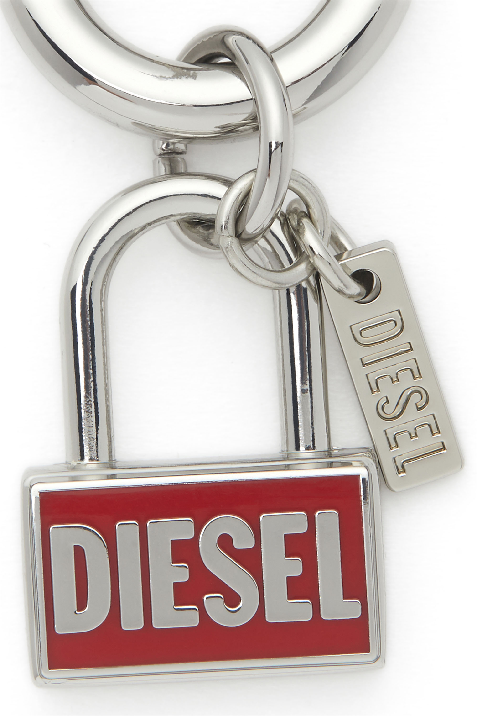 Diesel - CHARM-LOCK, Unisex's Metal keyring charm with padlock design in シルバー/ブルー - 3