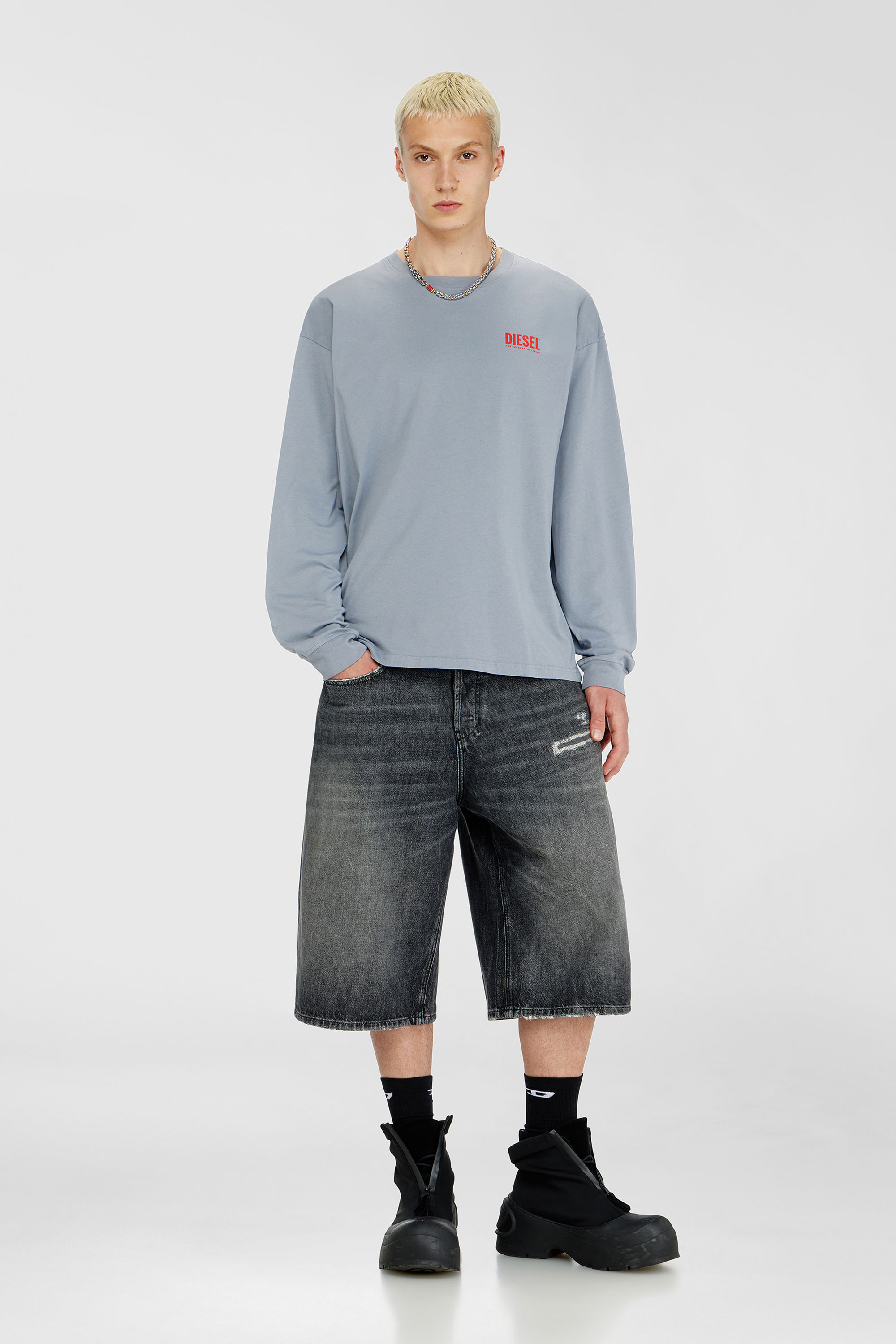 Diesel - T-BOXT-LS-BISK, Male's 長袖Tシャツ in ライトブルー - 2
