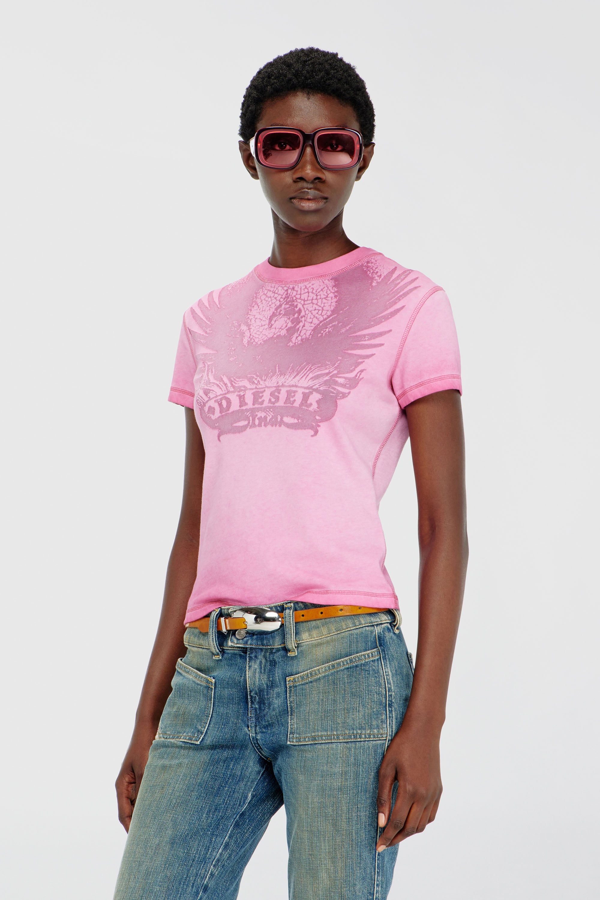 Diesel - T-ILA-AA7, Female's Tシャツ in ホットピンク - 1