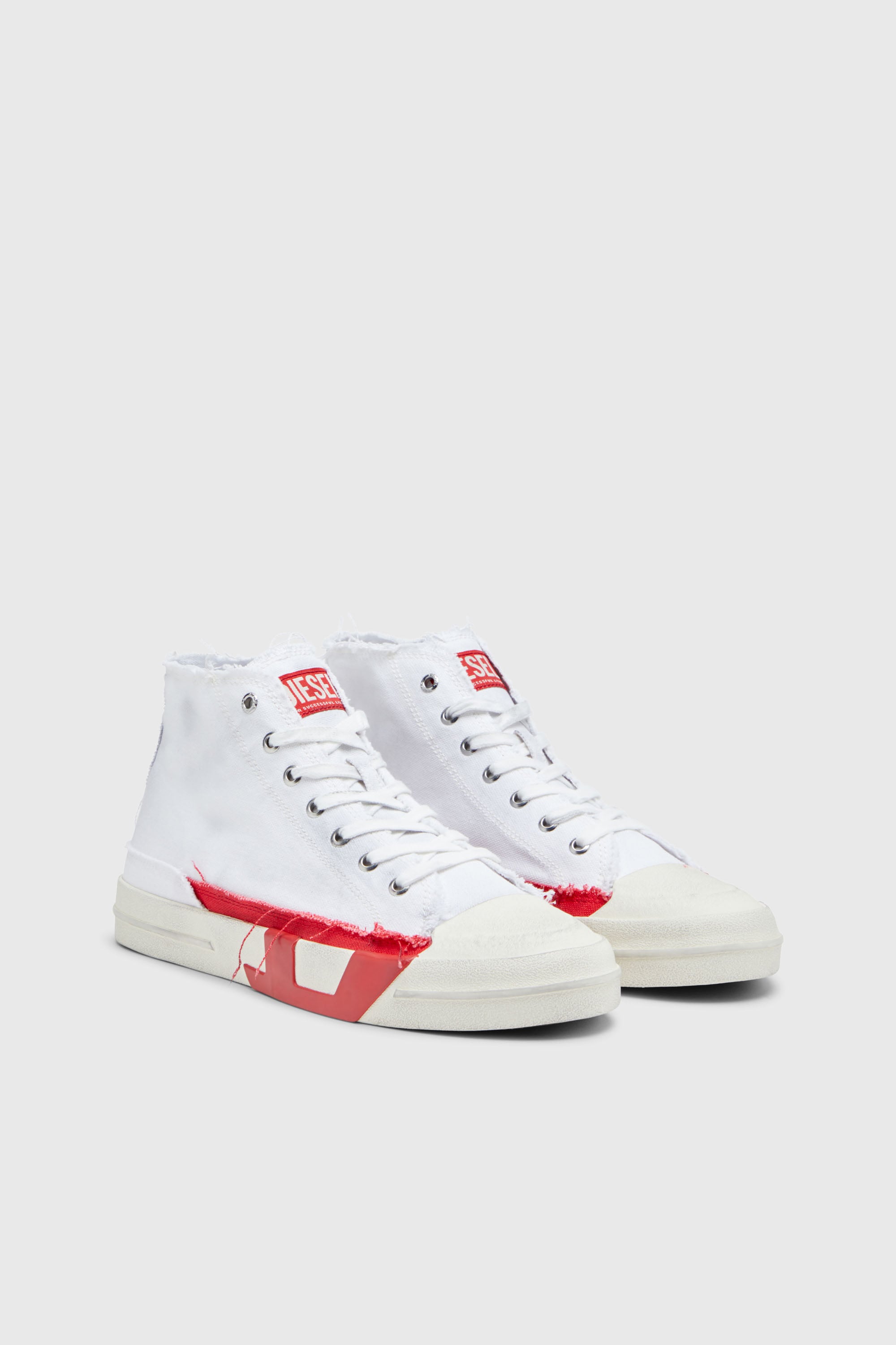 Diesel - S-D-VERSE MID, Male's ミッドカットスニーカー in ホワイト/レッド/ブルー - 2