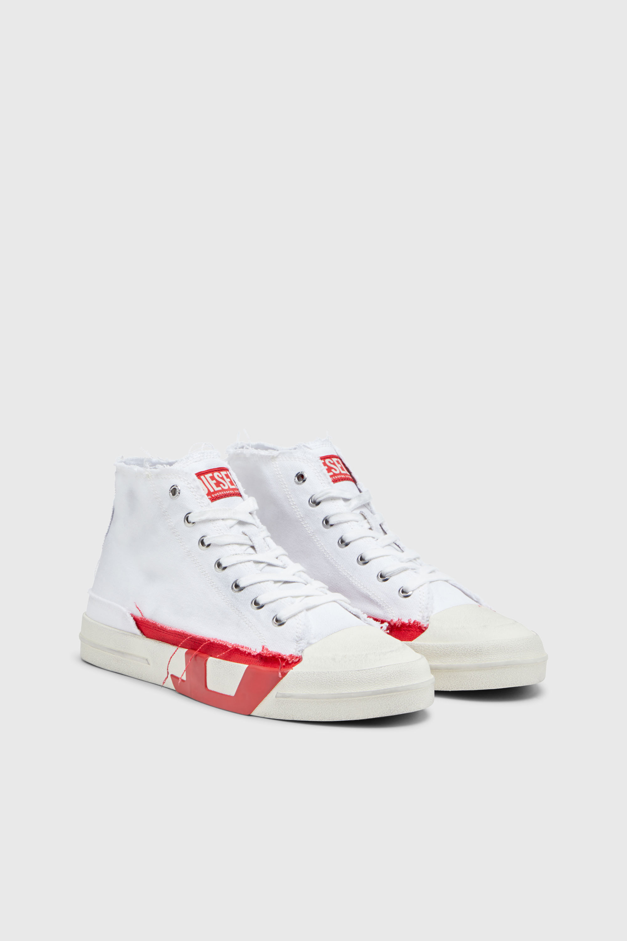 Diesel - S-D-VERSE MID, Male's ミッドカットスニーカー in ホワイト/レッド/ブルー - 2