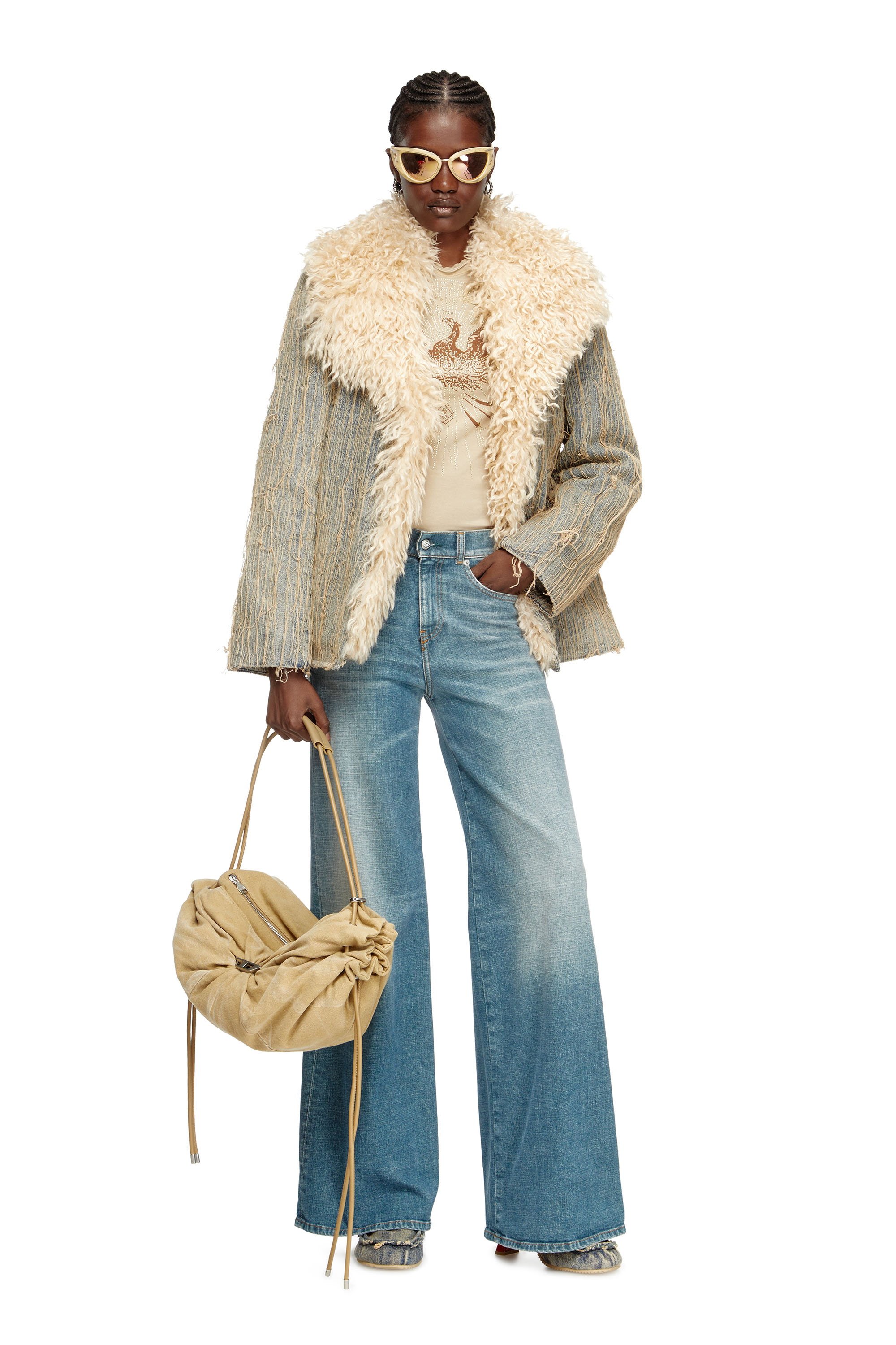 Diesel - DE-ACONIC-S, Female's Jacket in floating-thread jacquard denim in ライトブルー - 1