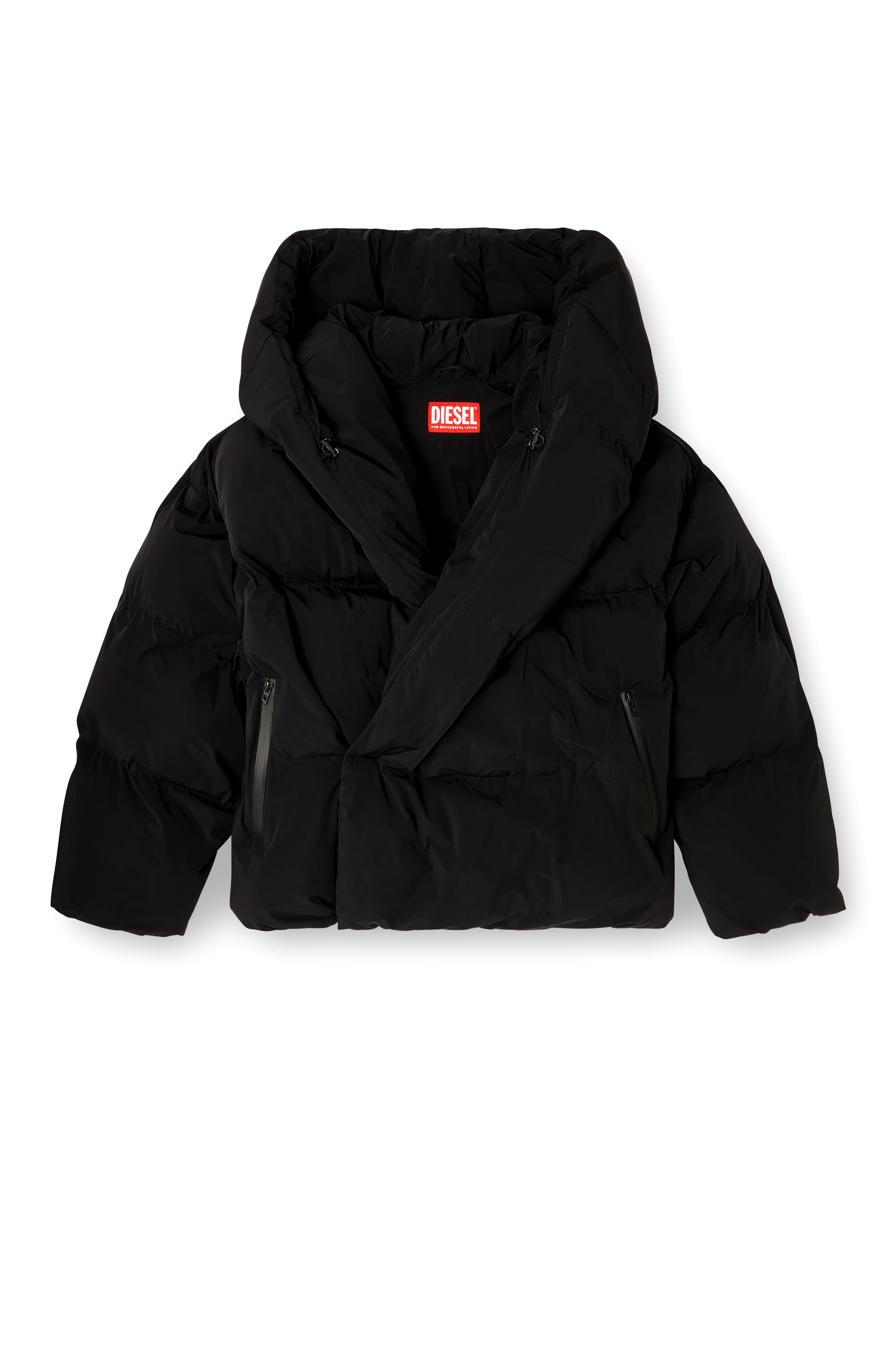 Diesel - J-SCOTTS-PADDED-A, Male's Wrap puffer jacket in stretch nylon in ブラック - 2