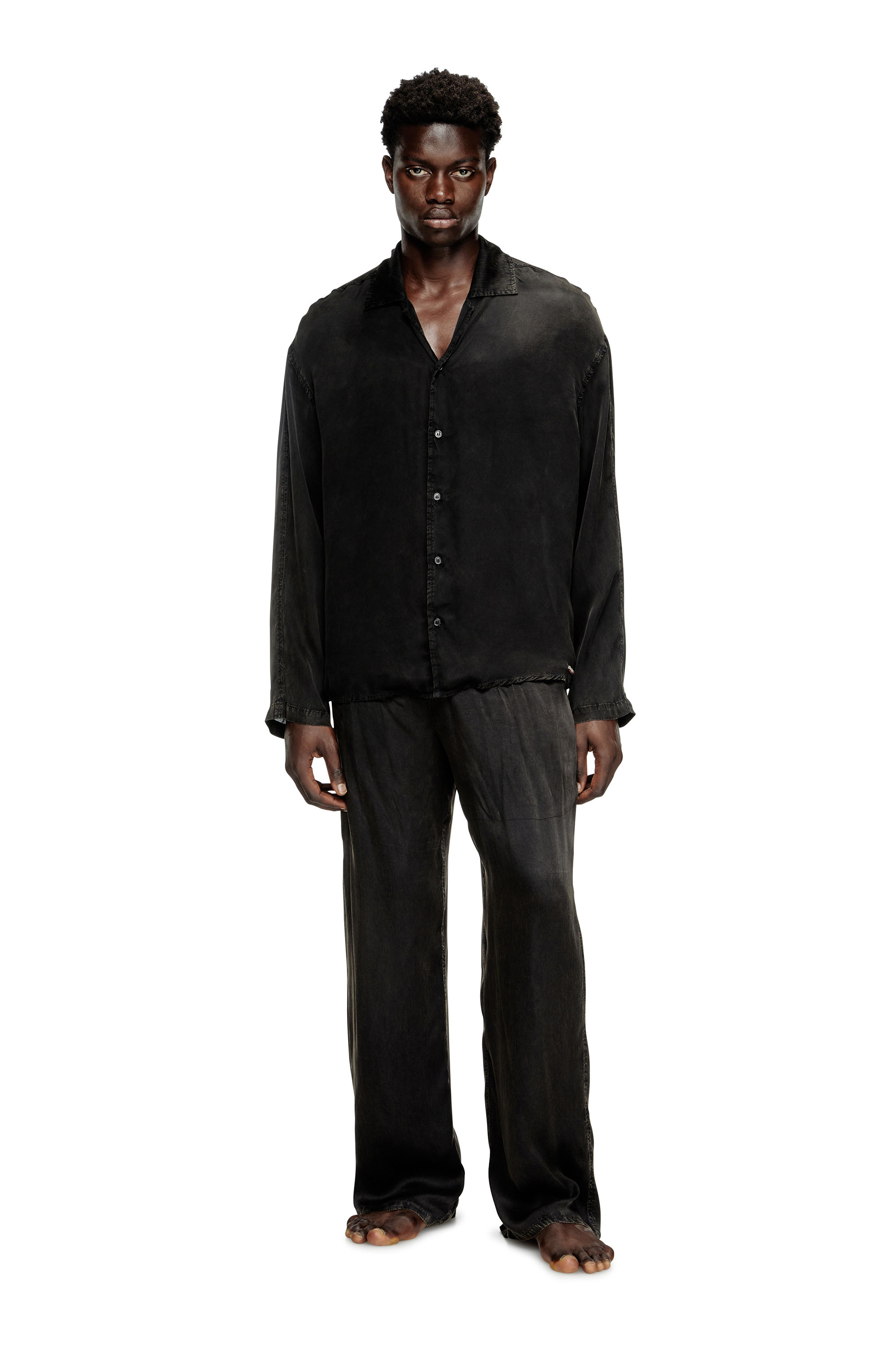Diesel - SET-KEITH-DNM, Unisex's Fluid pyjamas with denim effect in ブラック - 2