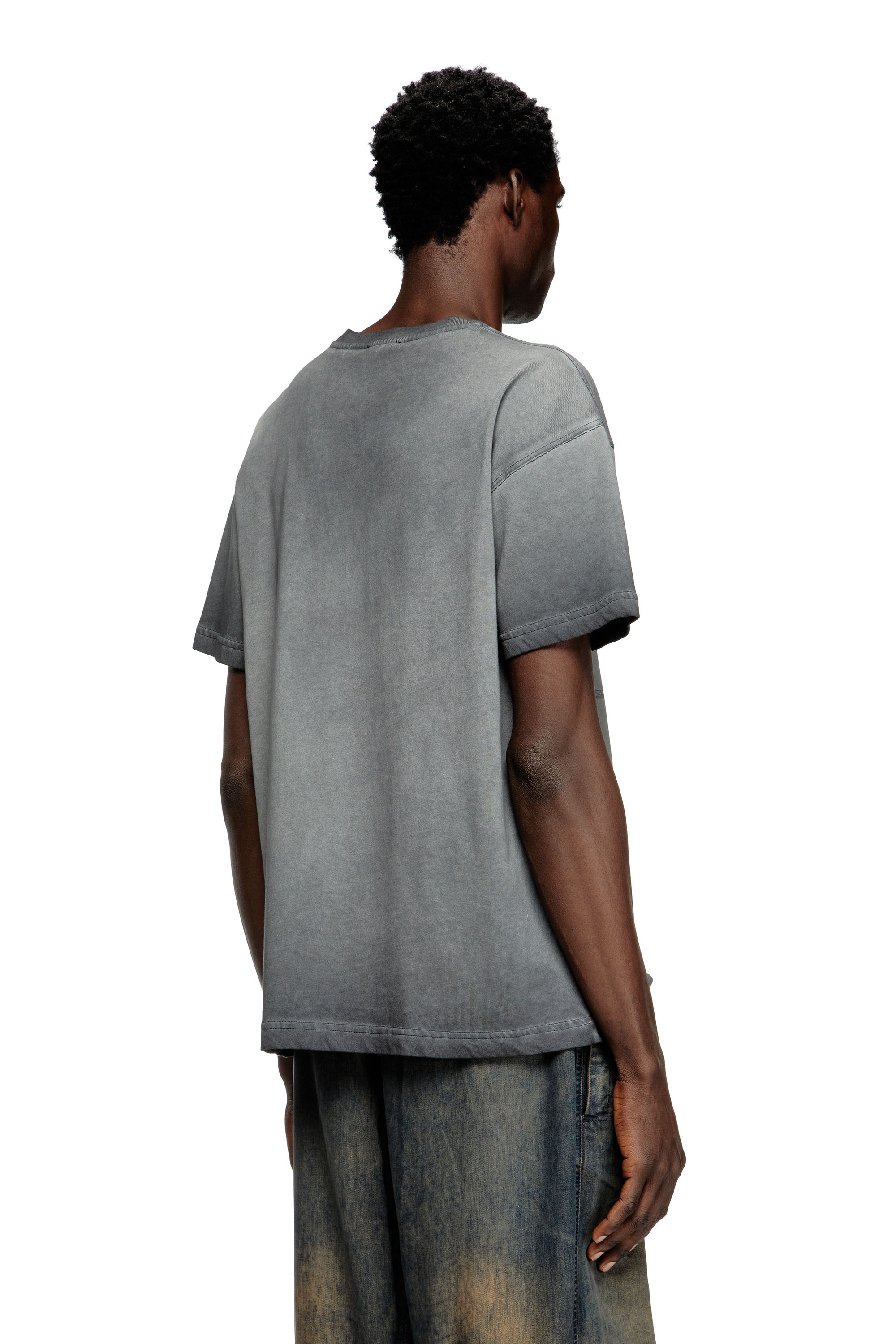 Diesel - T-NORM-T9, Male's T-shirt with phoenix devoré in グレー - 4