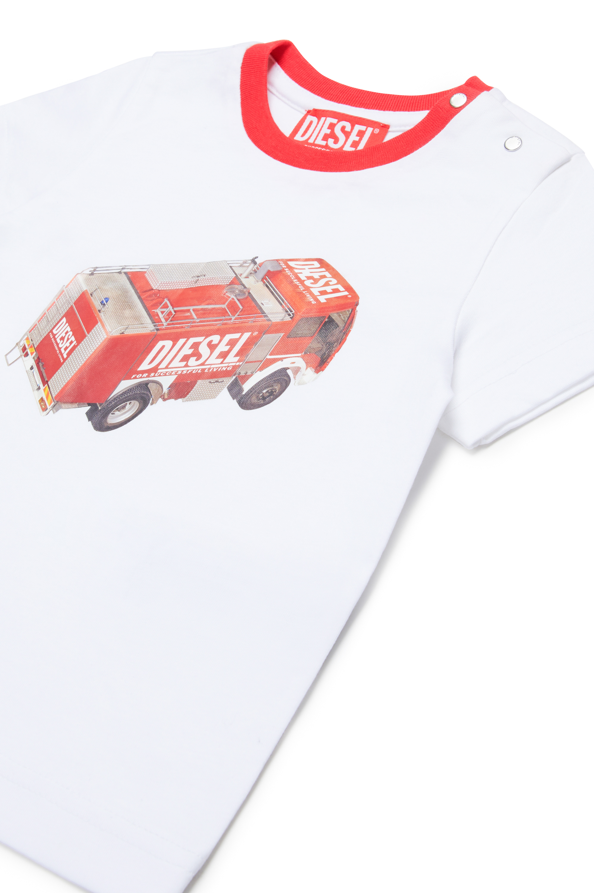 Diesel - MTAB, Male's T-shirt with fire truck print in ホワイト - 3