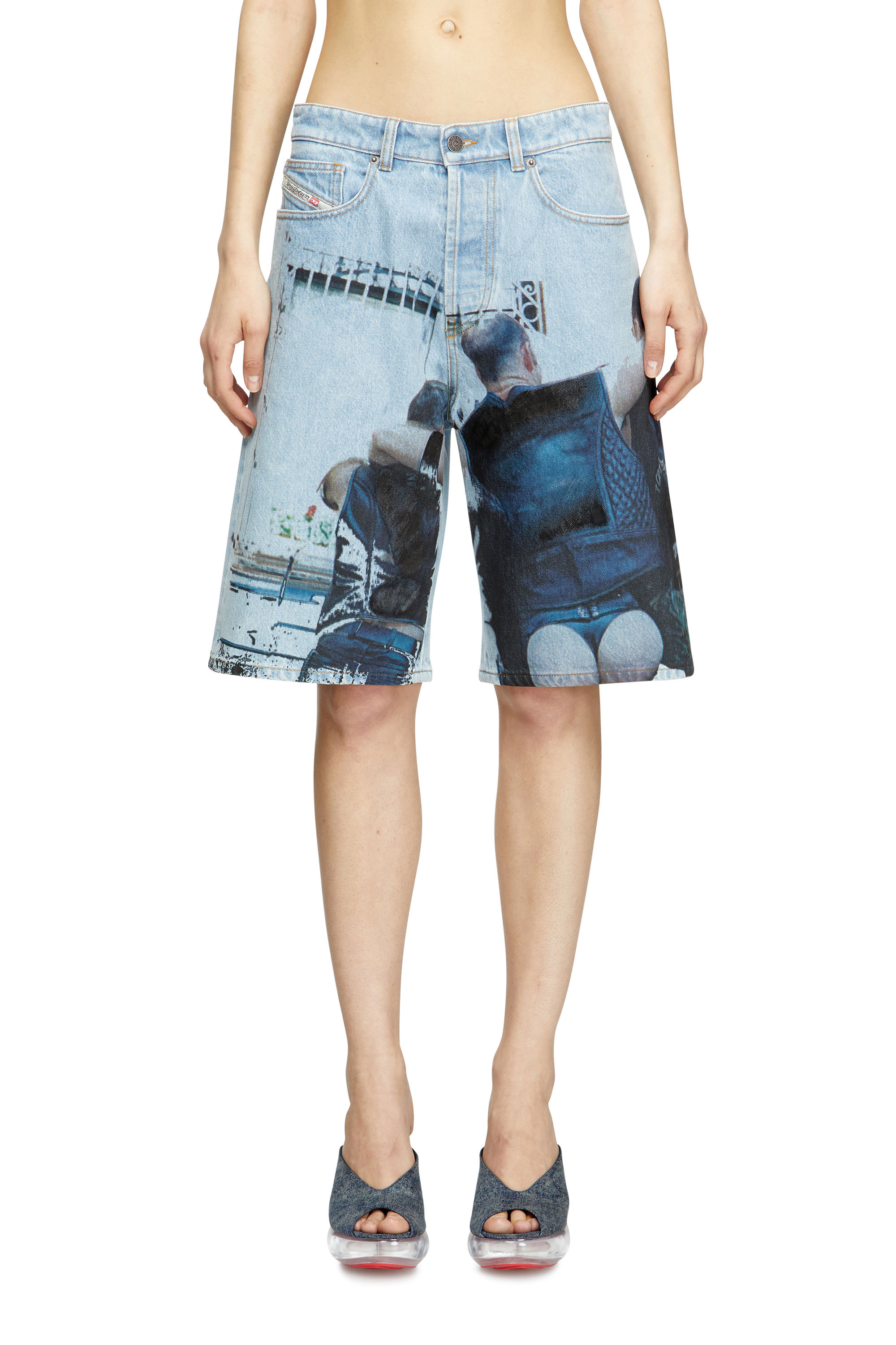 Diesel - PR-D-RIXFORD-S, Unisex's Denim shorts with faded print in ライトブルー - 5