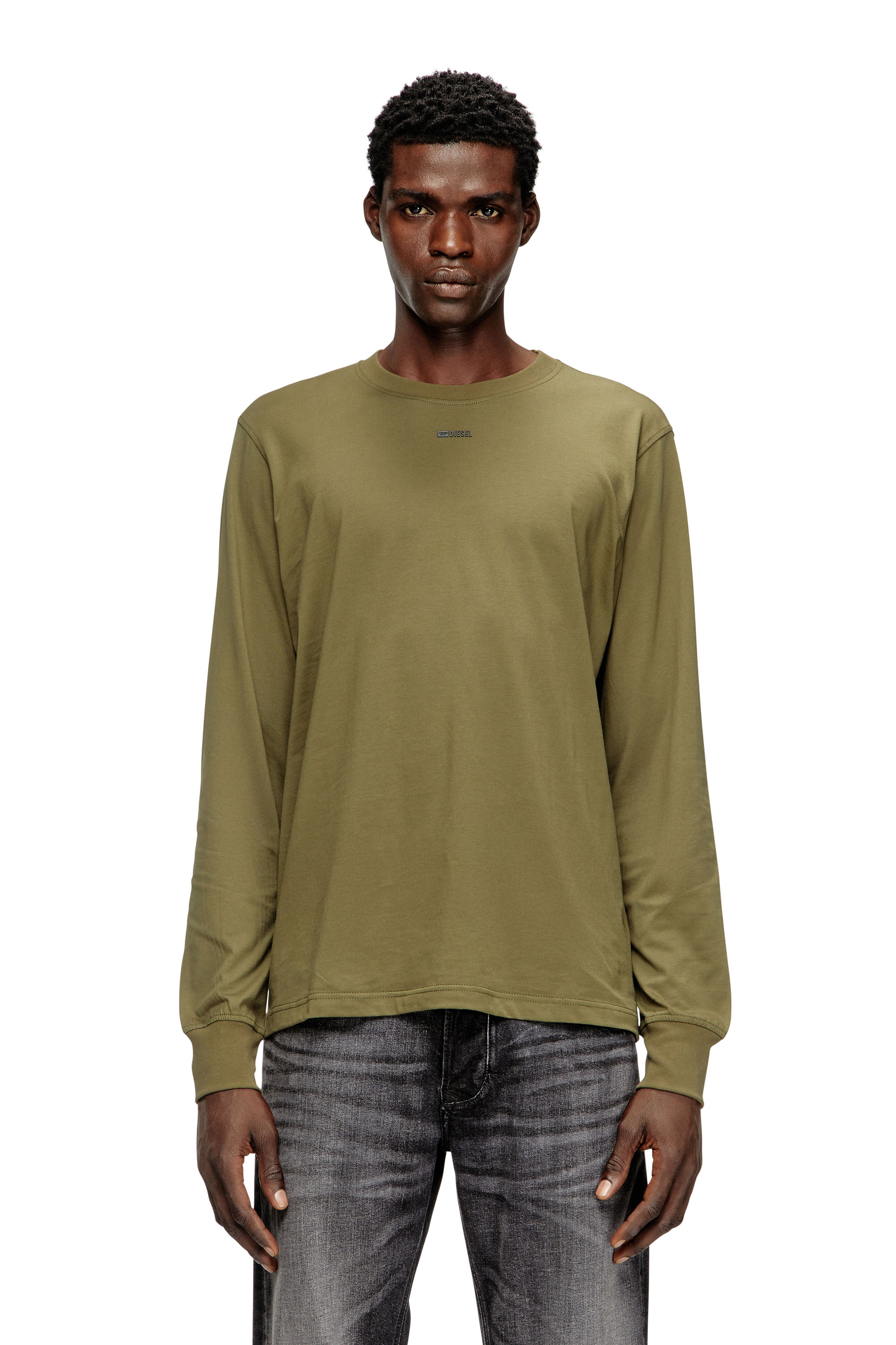 Diesel - T-ADJUST-LS-V1, Male's 長袖Tシャツ in ミリタリーグリーン - 3