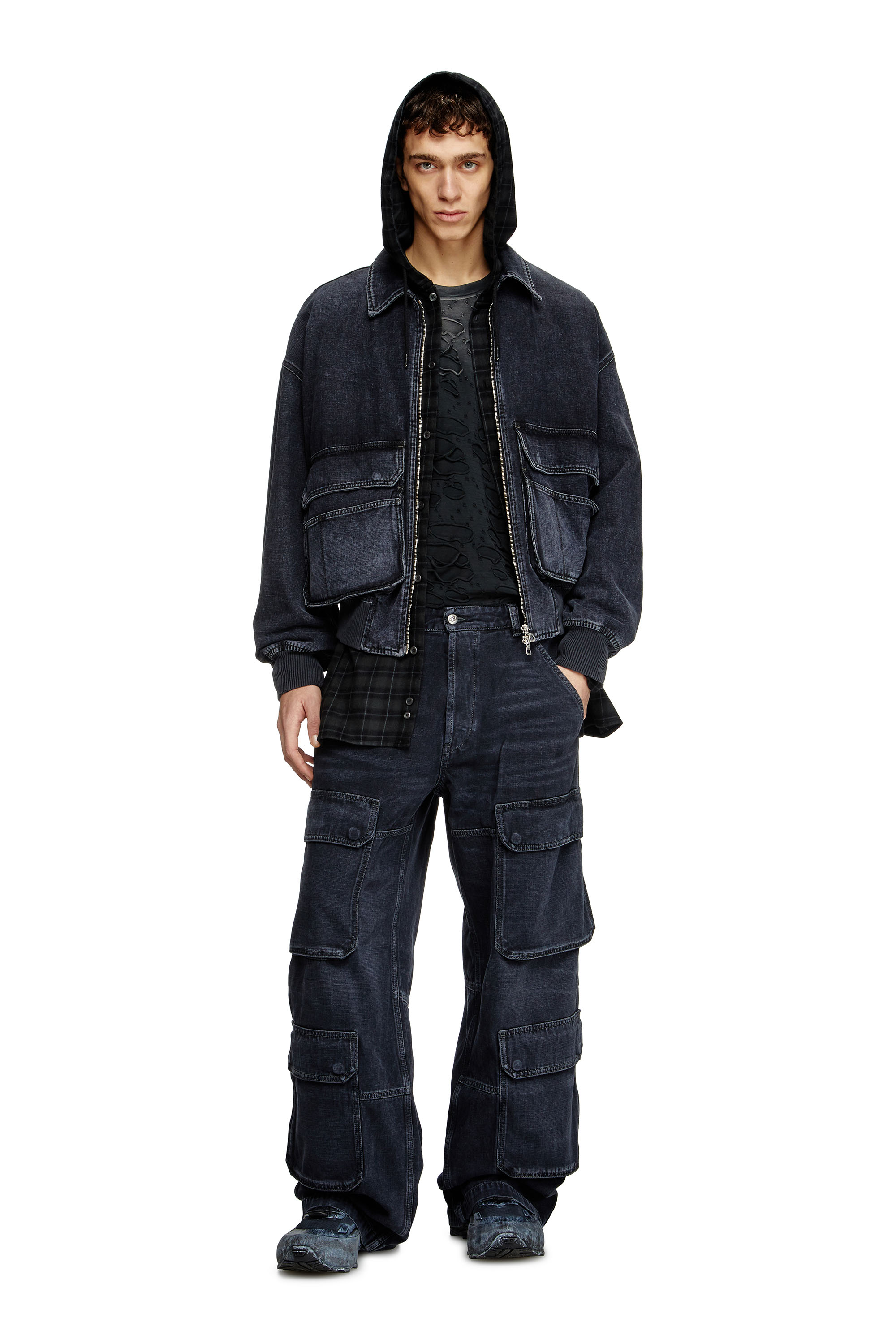 Diesel - Male's Relaxed Jeans D-Touch 007Z9, ブラック/ダークグレー - 1