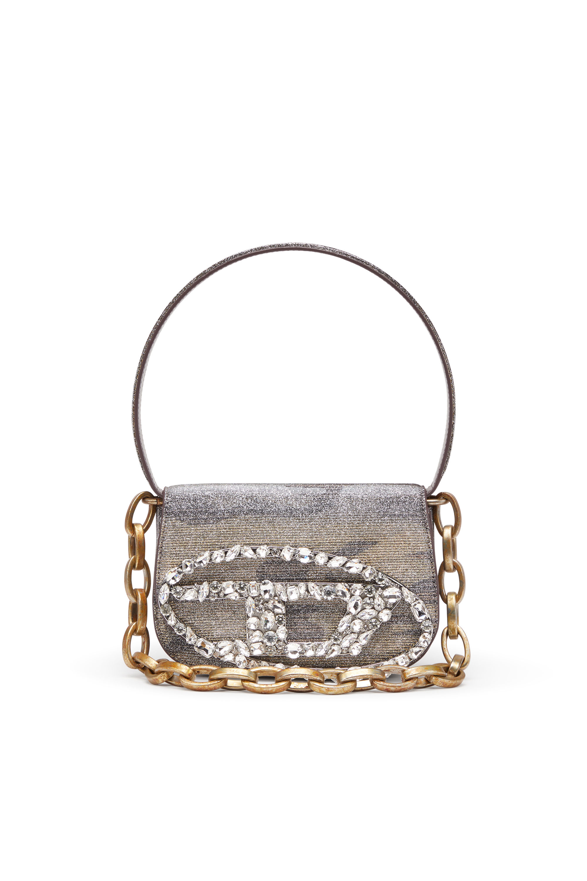 Diesel - 1DR, Female's 1DR-Iconic shoulder bag in camo lurex in グレー/ブラウン - 2