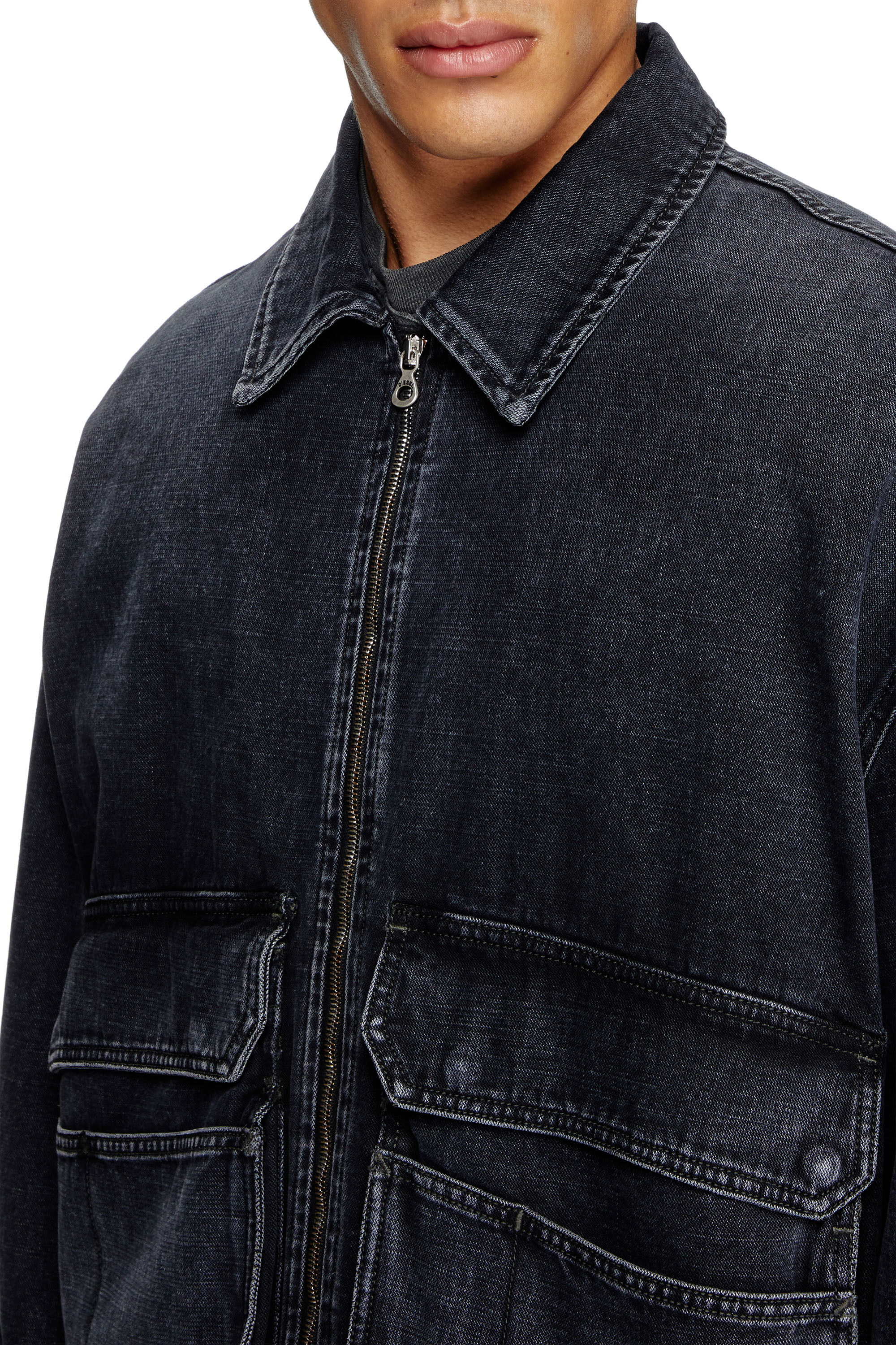Diesel - D-KURZ, Unisex's Jacket in batavia-weave denim in ブラック - 4