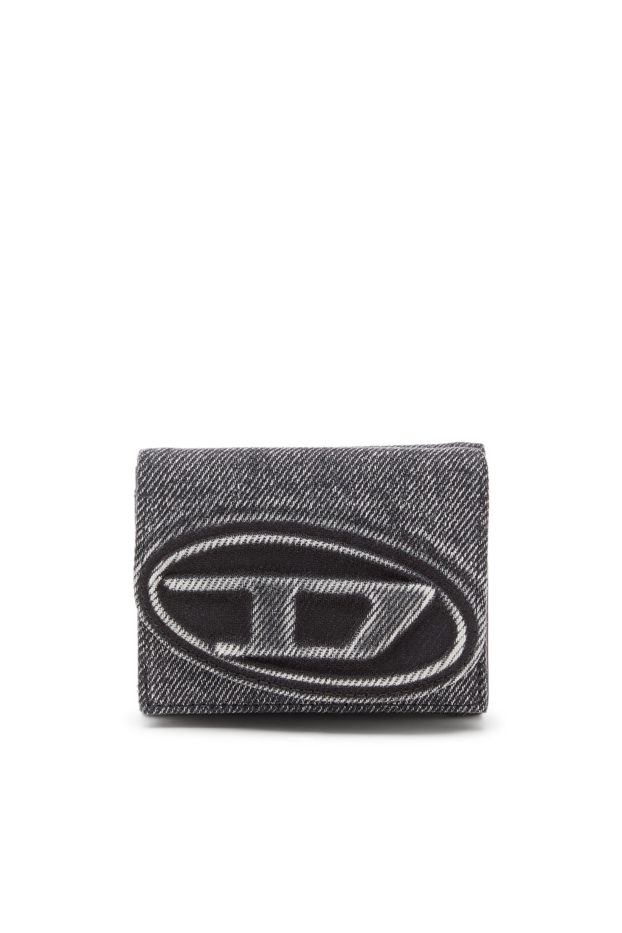 Diesel - 1DR TRI FOLD COIN XS II, Male's Tri-fold wallet in washed denim in ダークグレー - 1