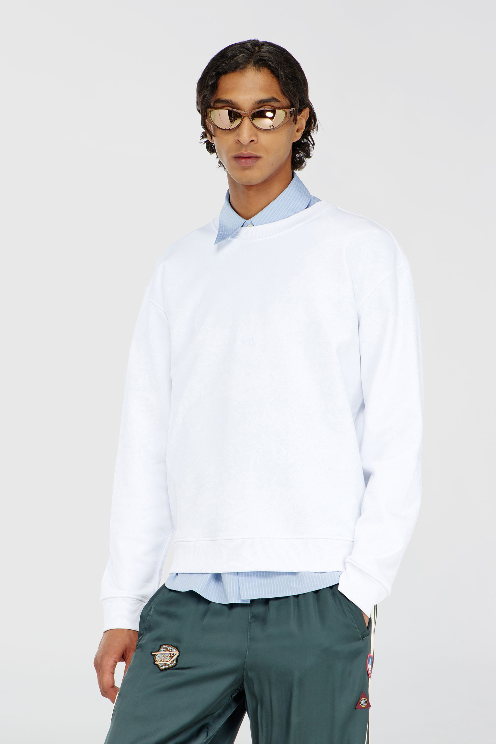 Diesel - S-NORM-AA5, Male's プルオーバースウェット in ホワイト - 1
