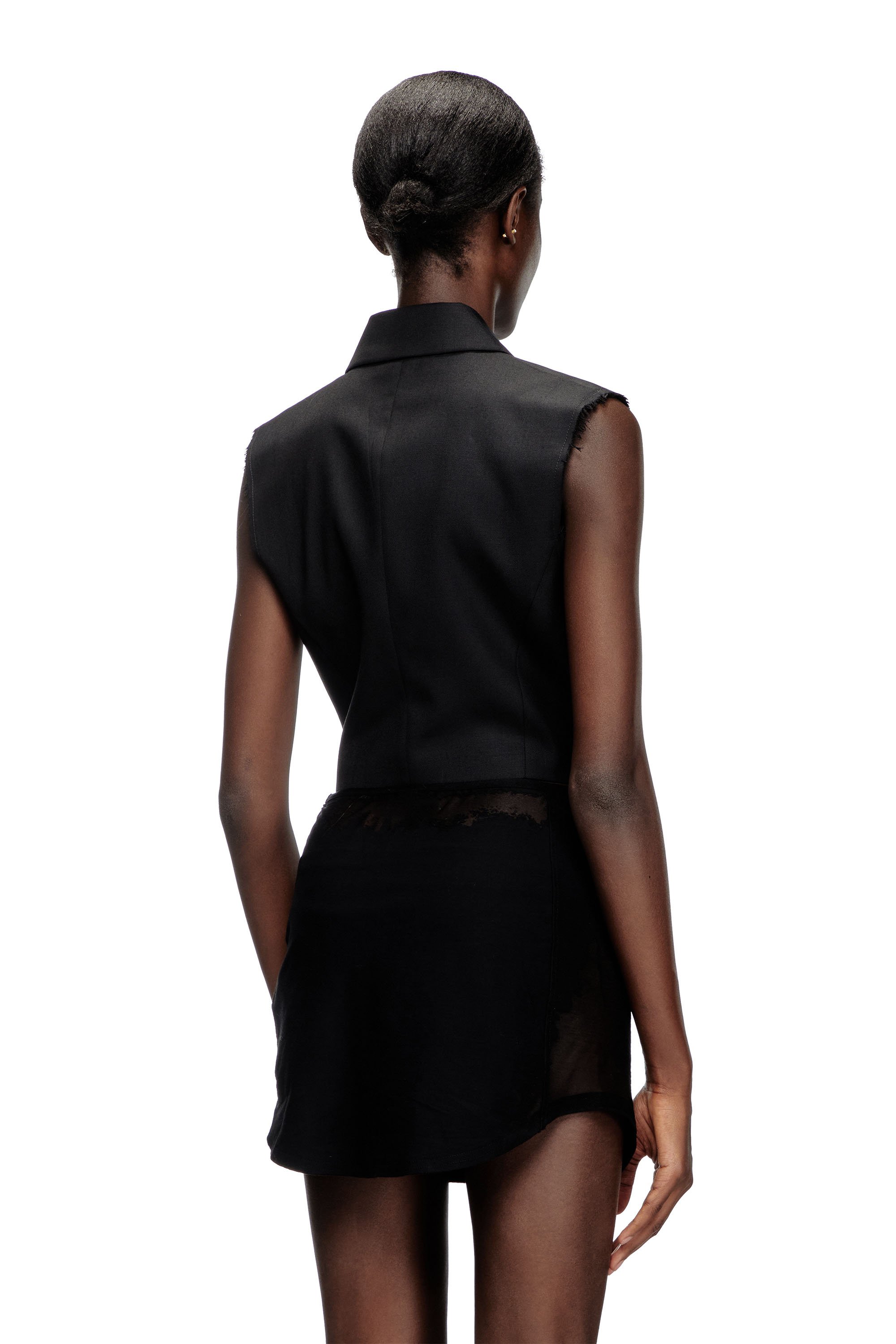 Diesel - G-BARYT, Female's Cropped tailored vest with coated front in ブラック - 4