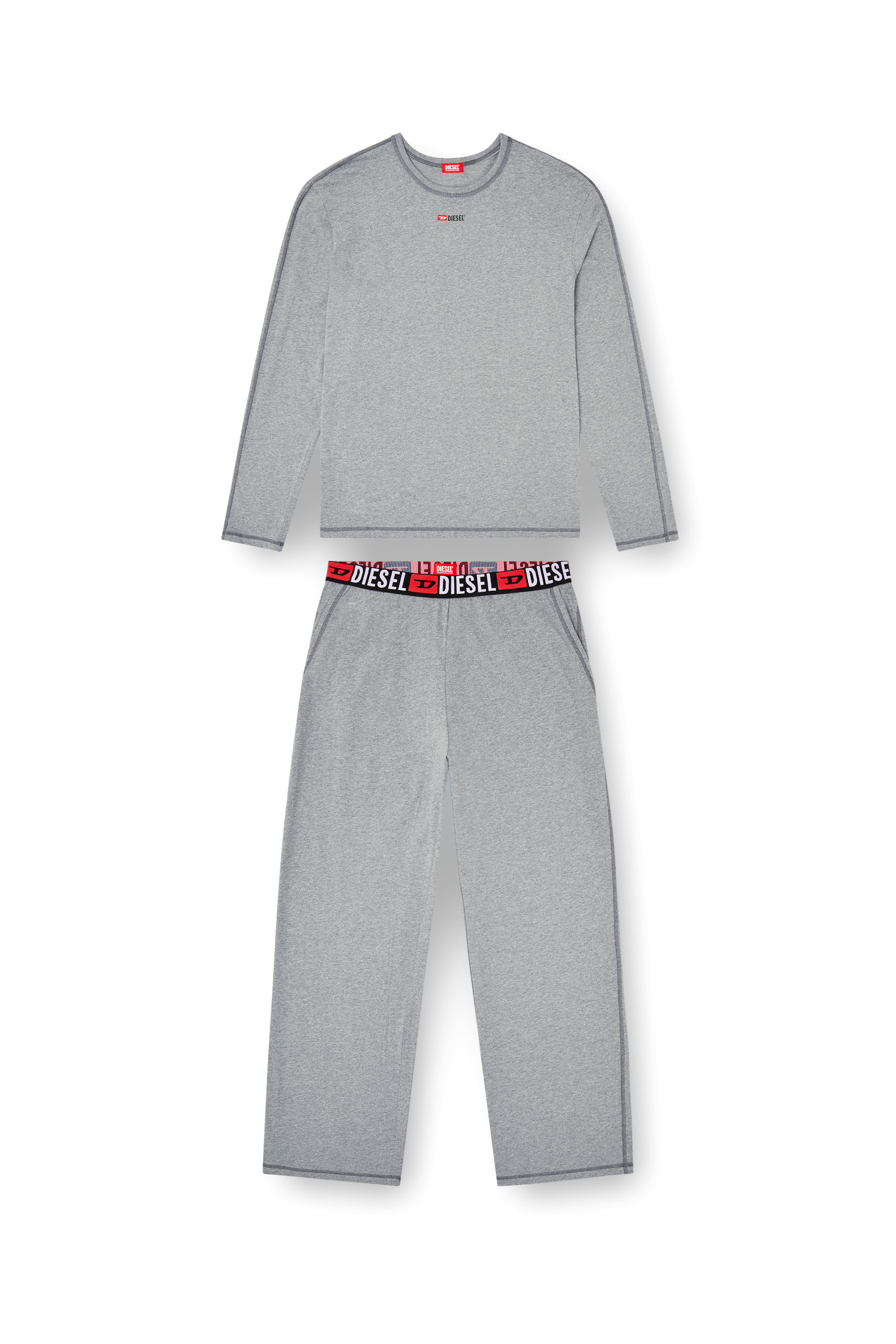 Diesel - SET-NOLAN-D-CORE, Male's Pajamas in cotton jersey in グレー - 4