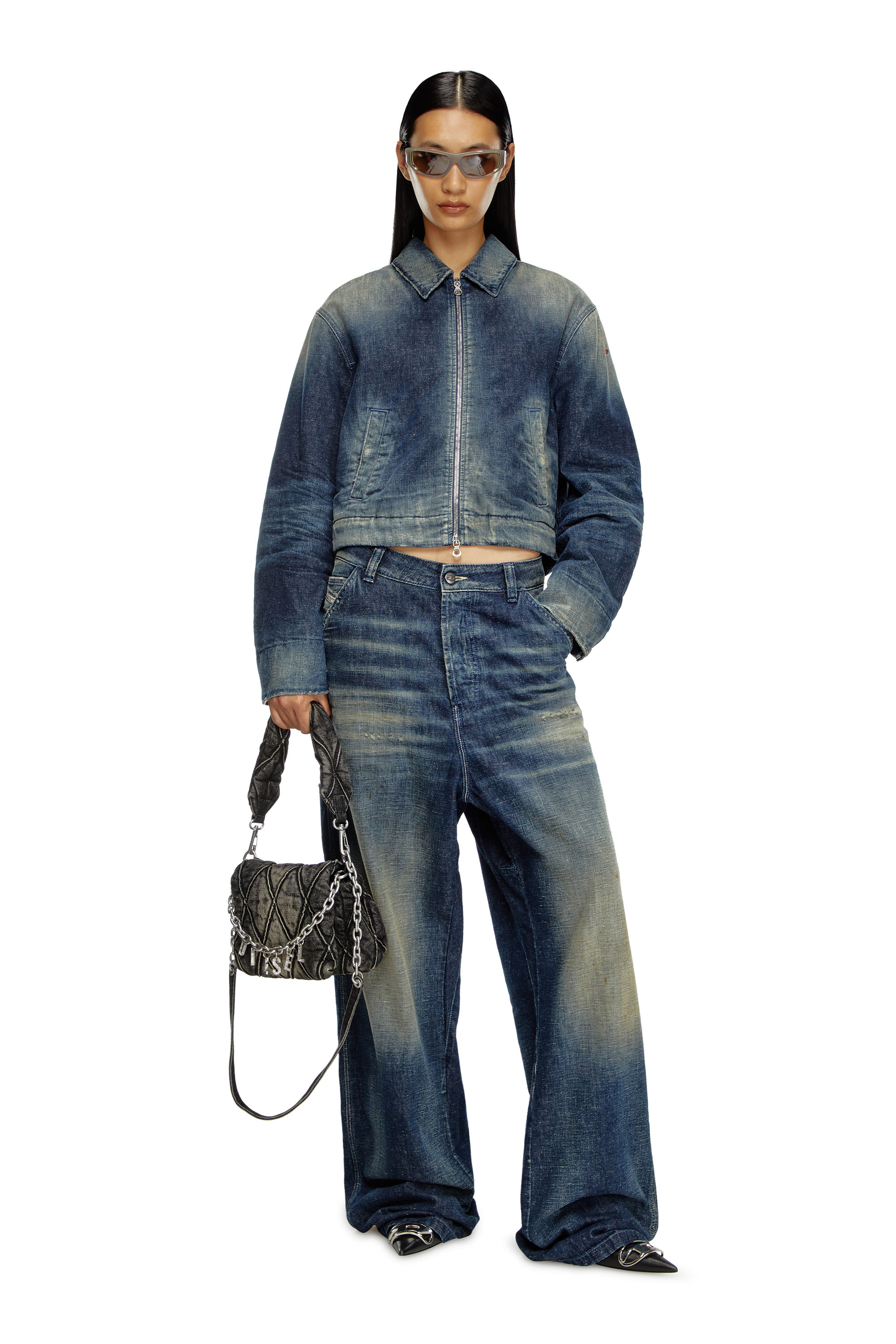 Diesel - DE-NOVA, Female's Padded jacket in utility-style denim in ダークブルー - 2