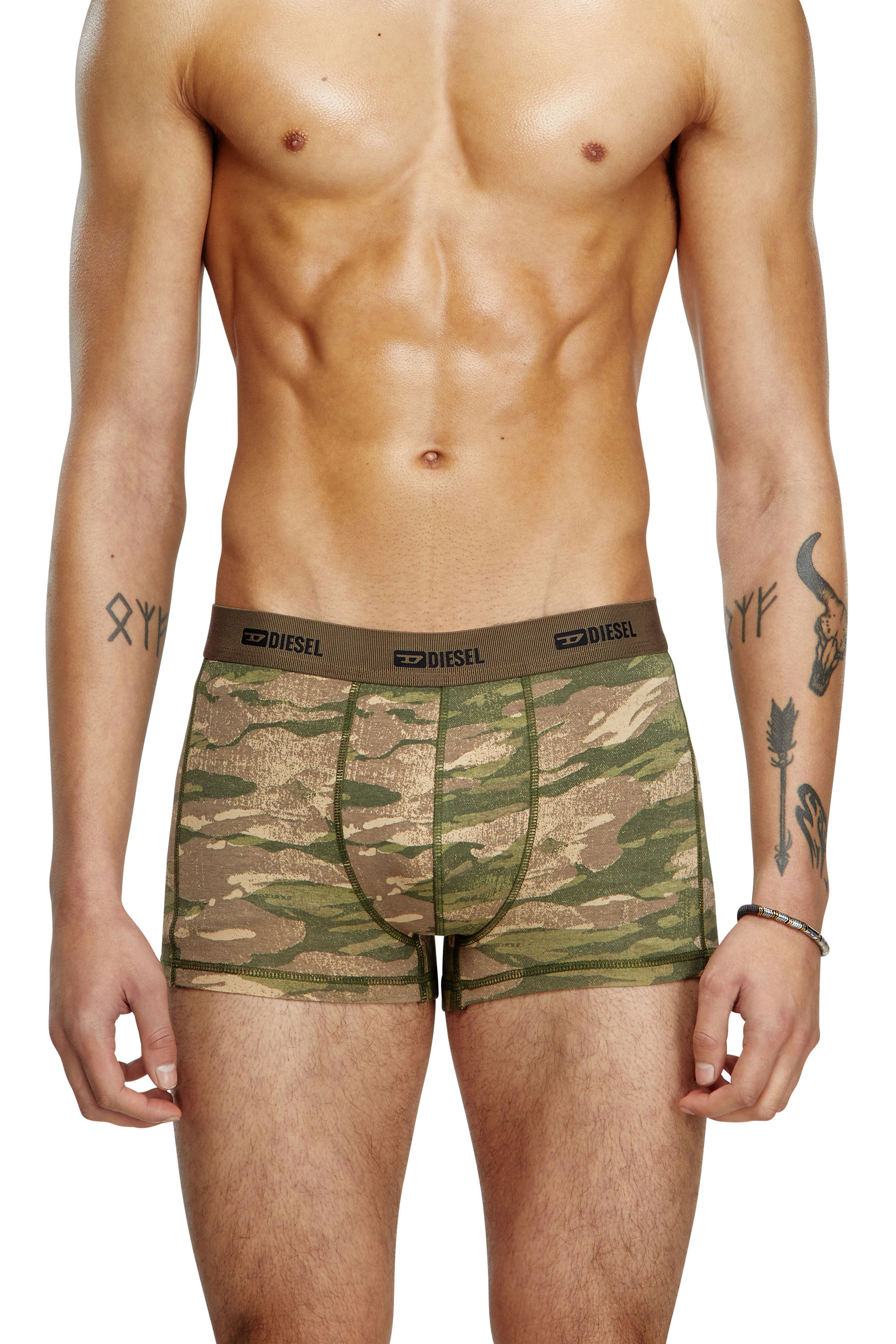 Diesel - DAMIEN-UTLT-3PACK, Male's 3-pack of boxer briefs plain and camo in ブラウン/グリーン - 2