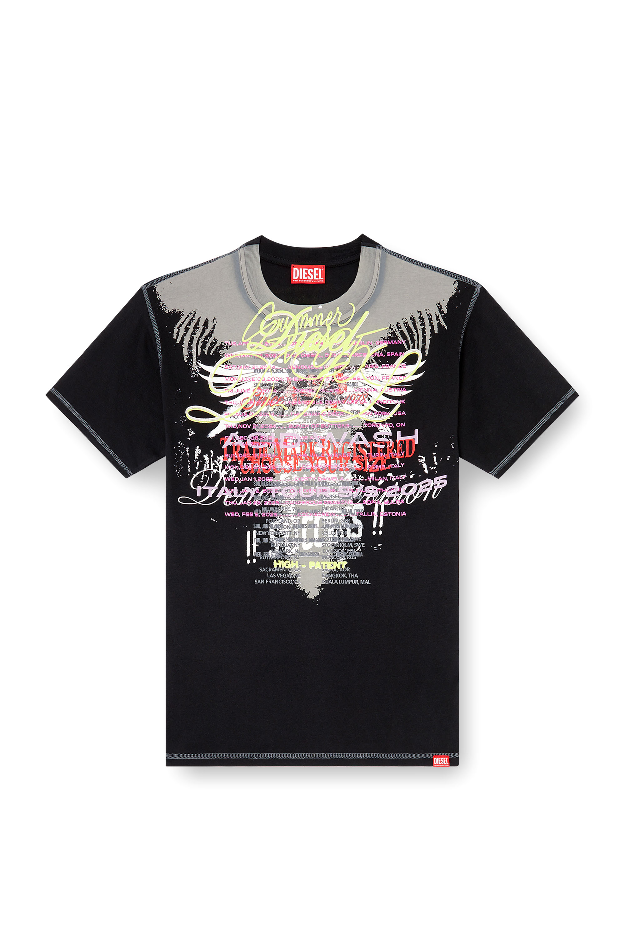 Diesel - T-NORMAC-1, Female's Crew neck T-shirt with lyrics print in ブラック - 2