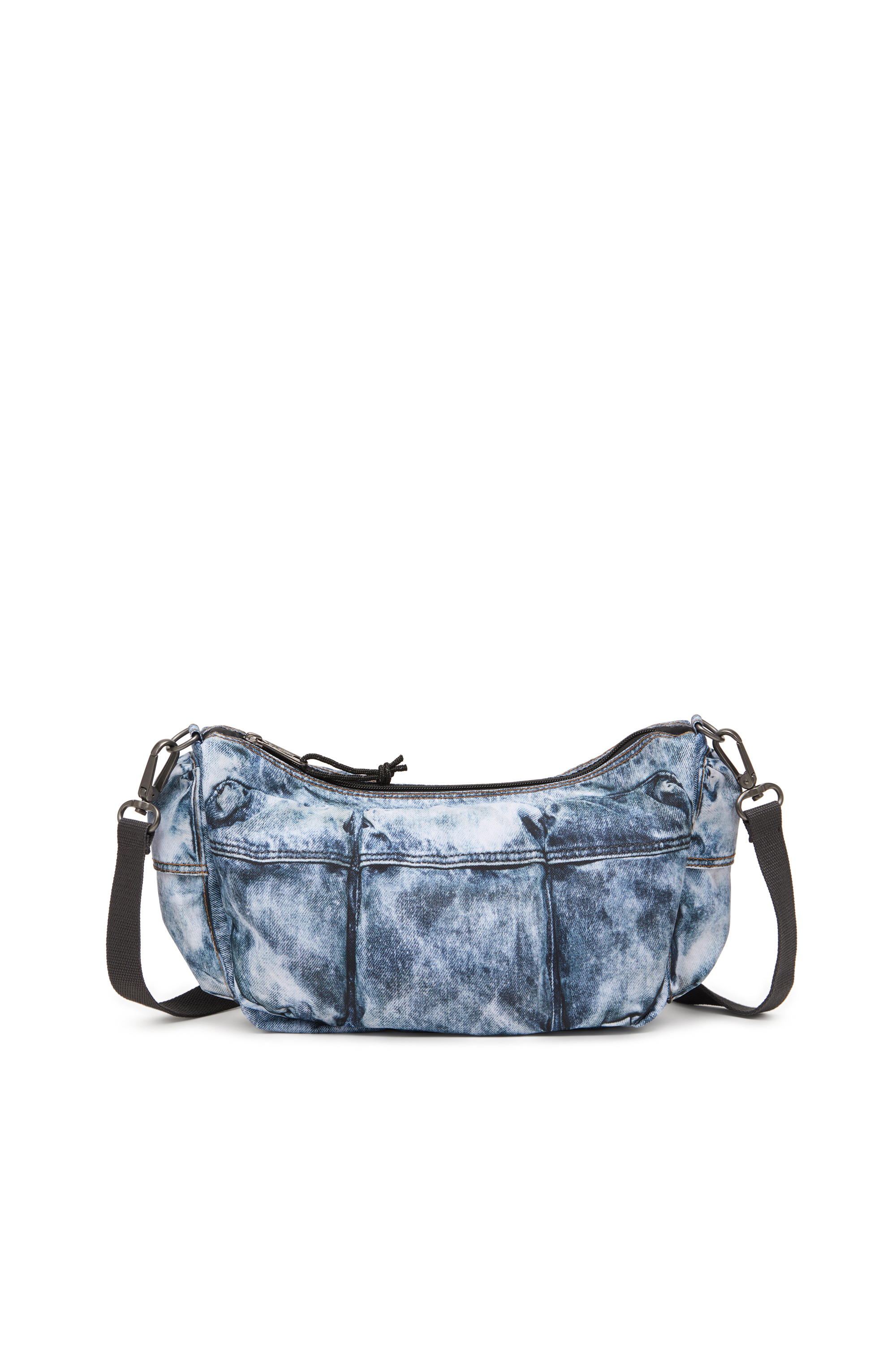 Diesel - DIESEL SHOULDER BAG, Unisex's Multipocket bag in trompe l'oeil denim in ブルー - 3