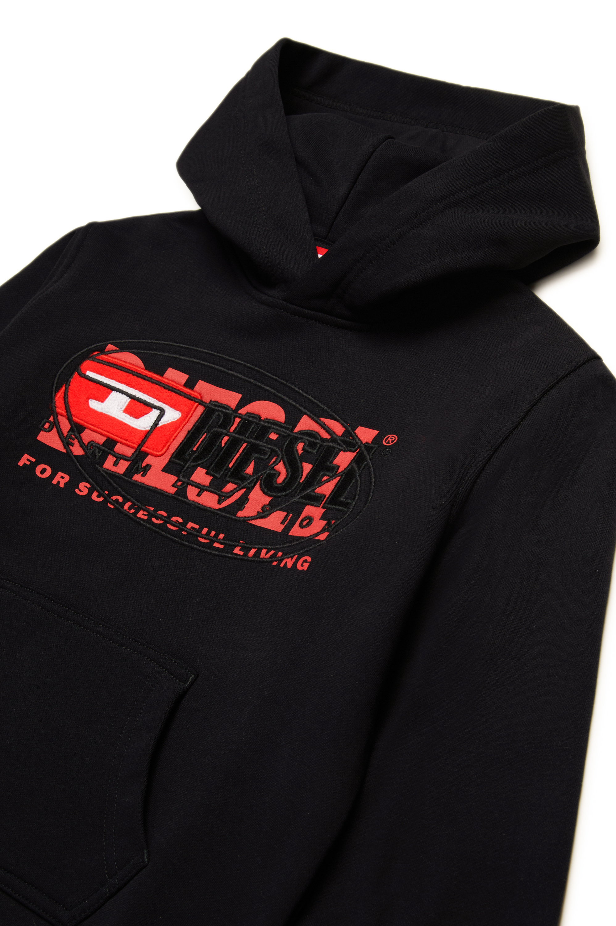 Diesel - SBAXTHOOD OVER, Male's Hoodie with superimposed logos in ブラック - 3