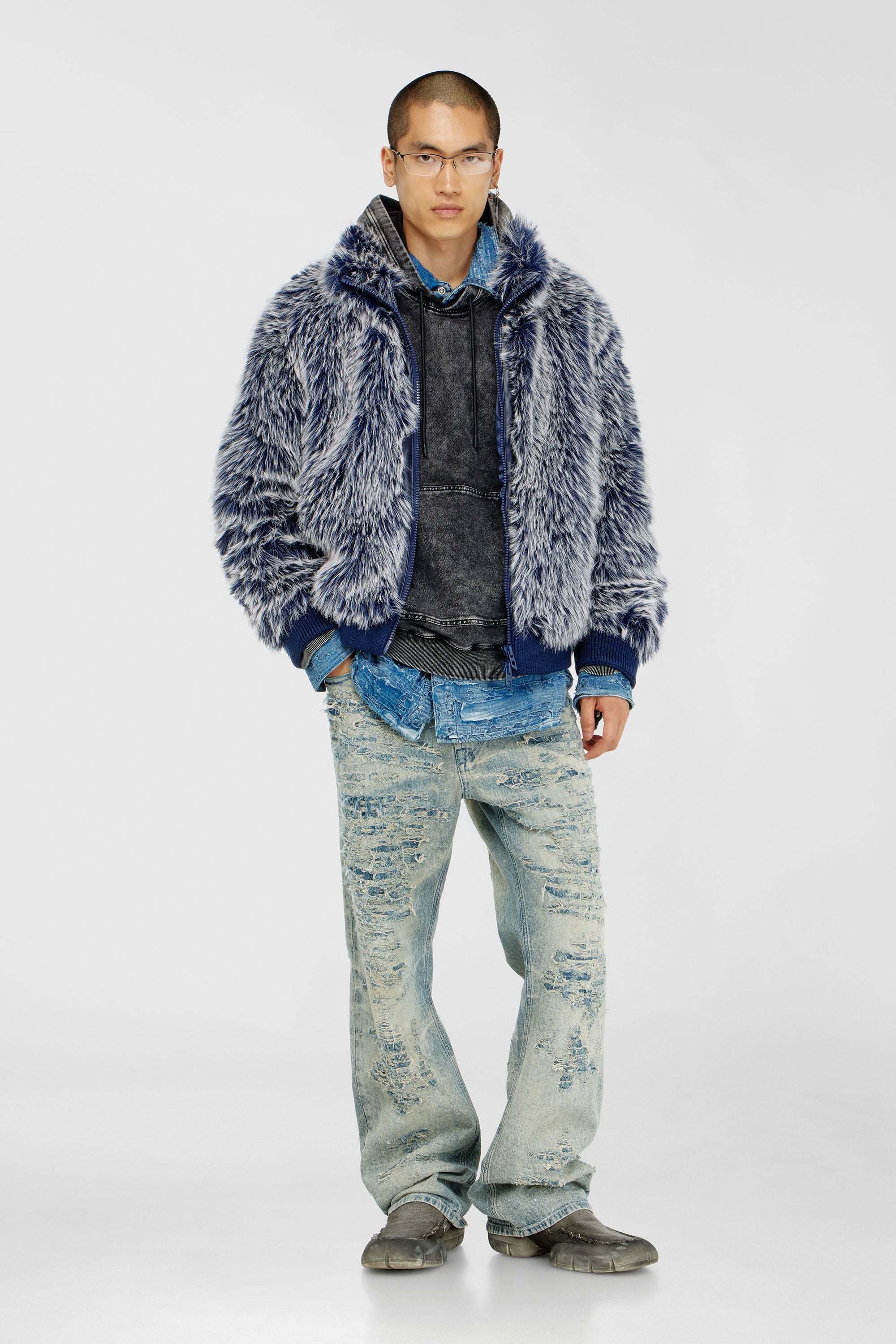 Diesel - W-VICTOR, Male's ジップアップジャケット in ミディアムブルー - 2