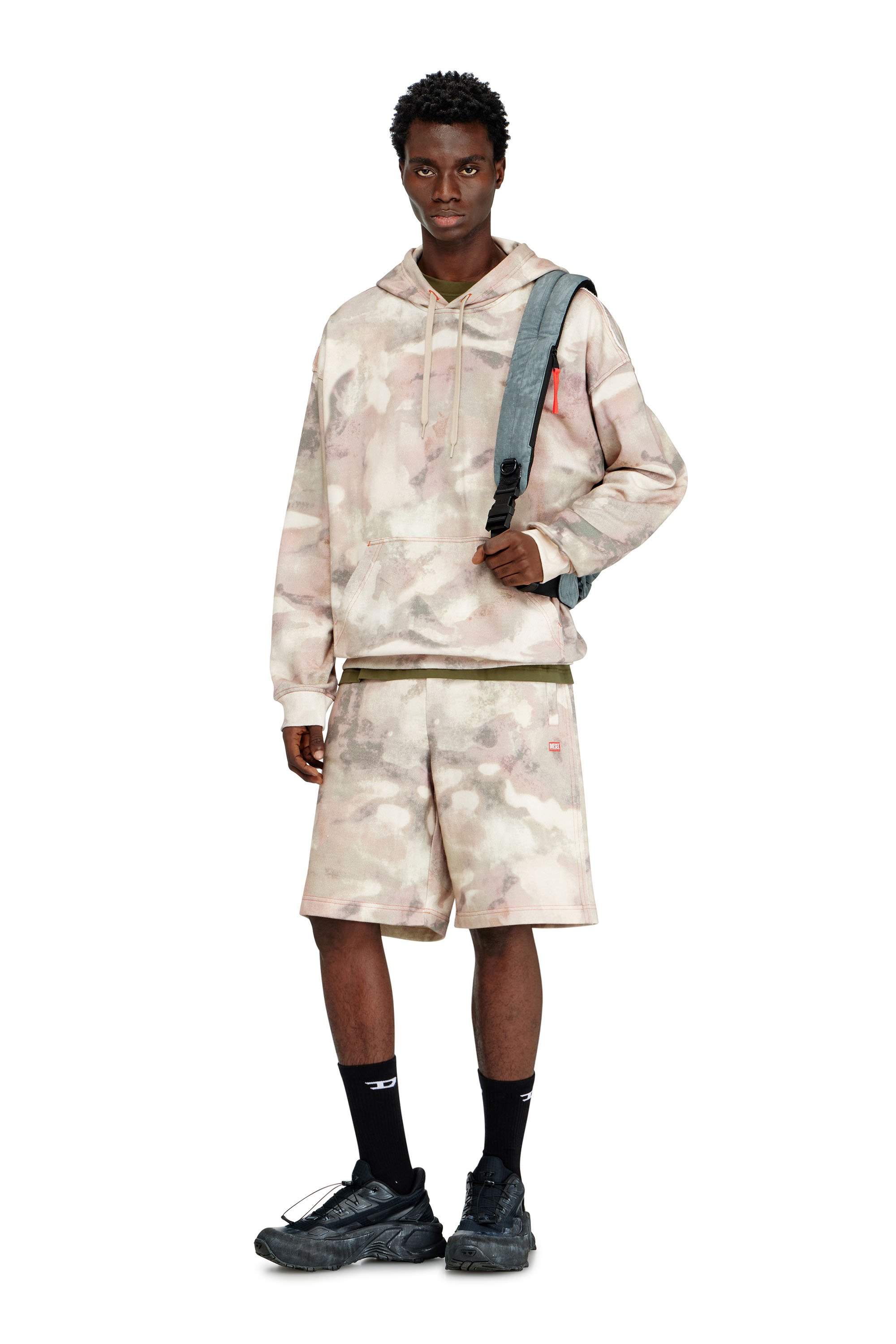 Diesel - P-CRONE-V1, Male's Sweat shorts with camo digital print in ベージュ/ブラウン - 2