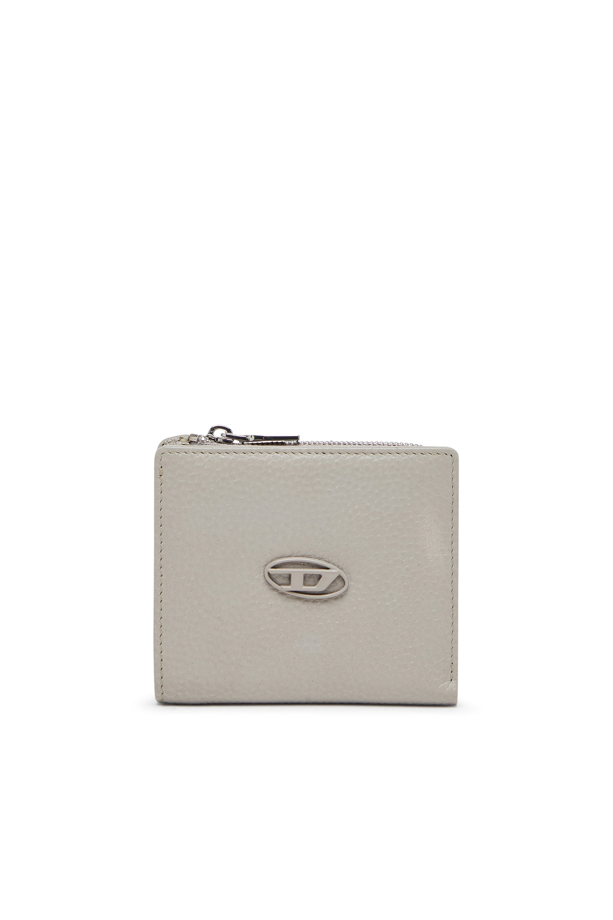 Diesel - HISSU EVO BI FOLD ZIP L, Male's Bi-fold wallet in grainy leather in グレー - 1