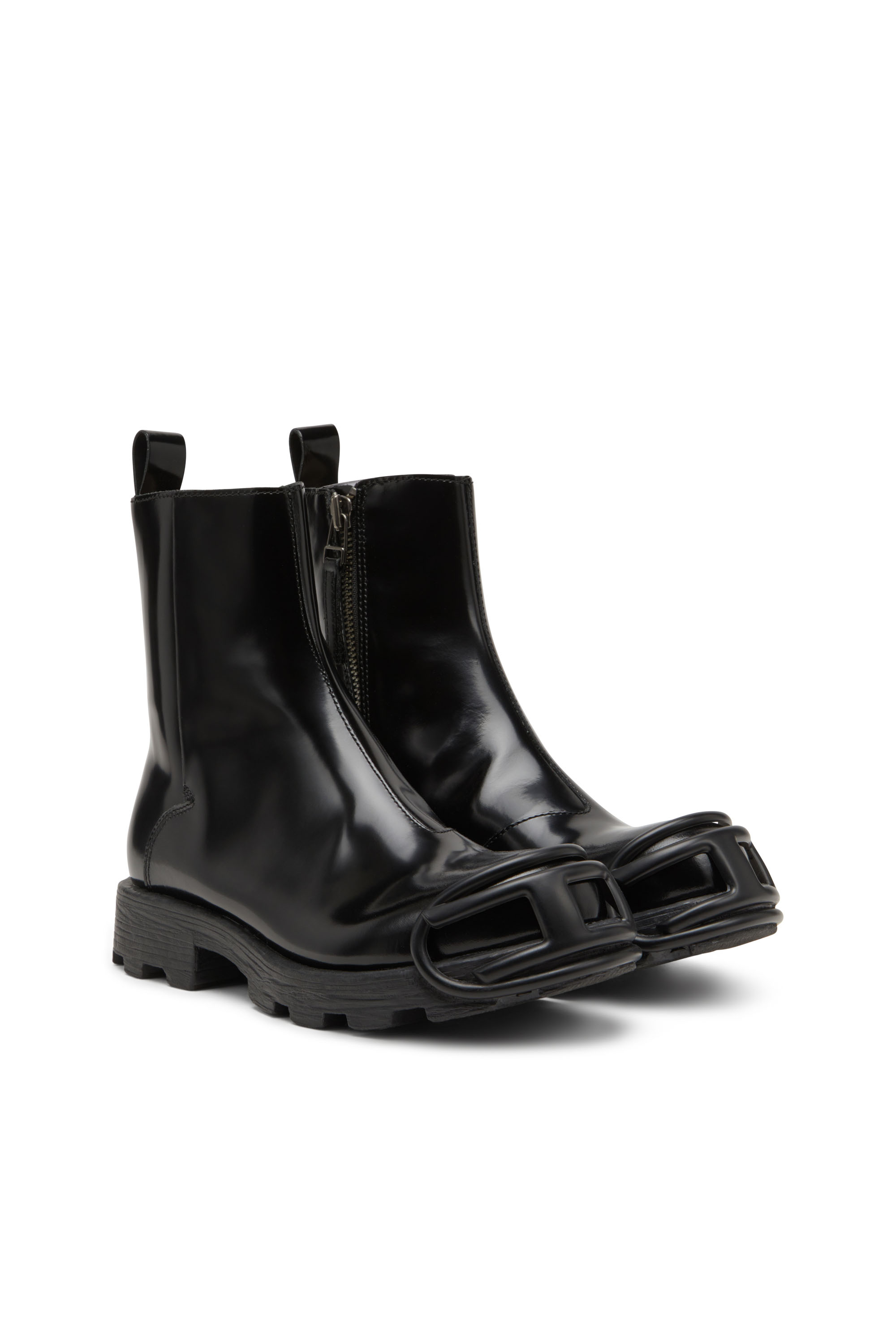 Diesel - D-HAMMER BT ZIP D, Male's D-Hammer-Leather Chelsea boots with Oval D toe caps in ブラック - 3