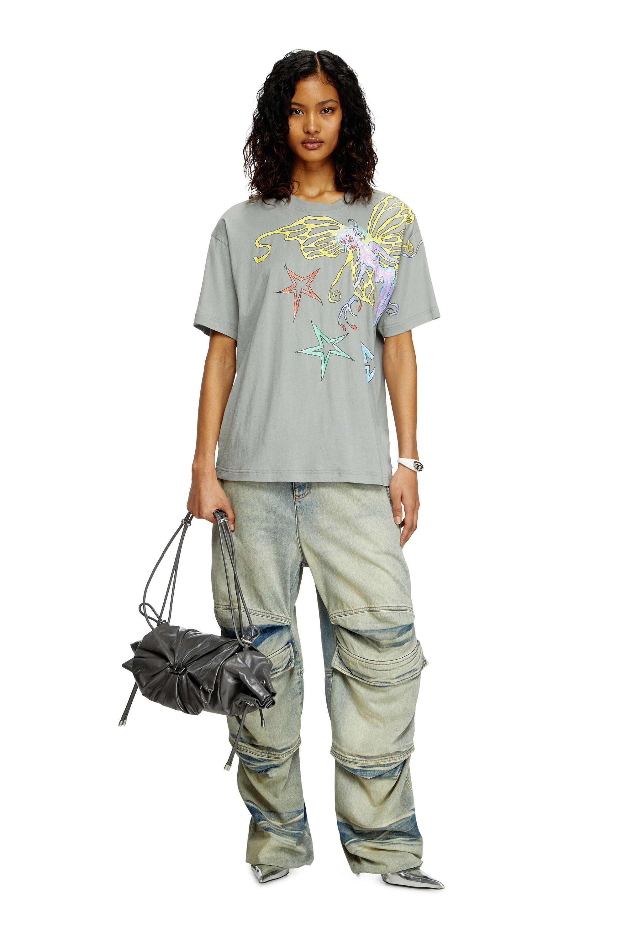 Diesel - T-BUXT-Q1, Female's Tシャツ in ライトグレー - 1