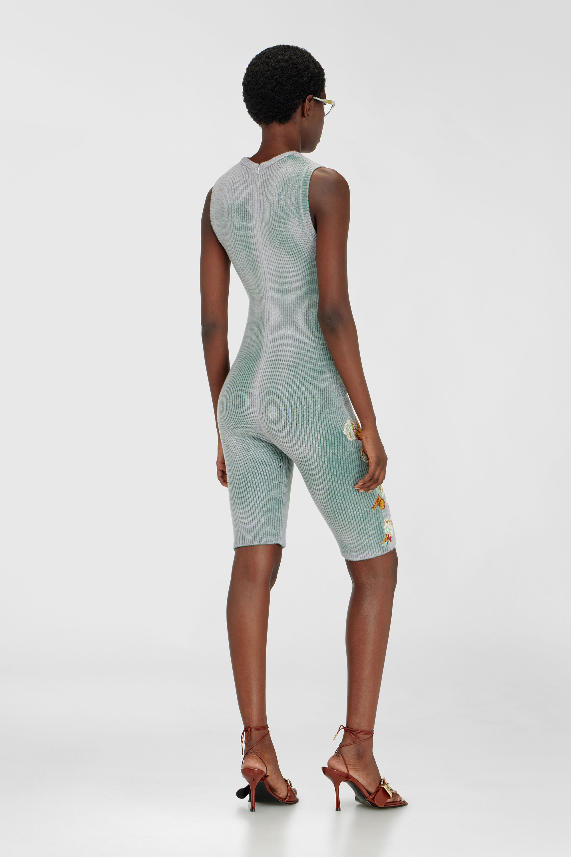 Diesel - M-RAREM, Female's Knitted playsuit with floral motif in null - 4