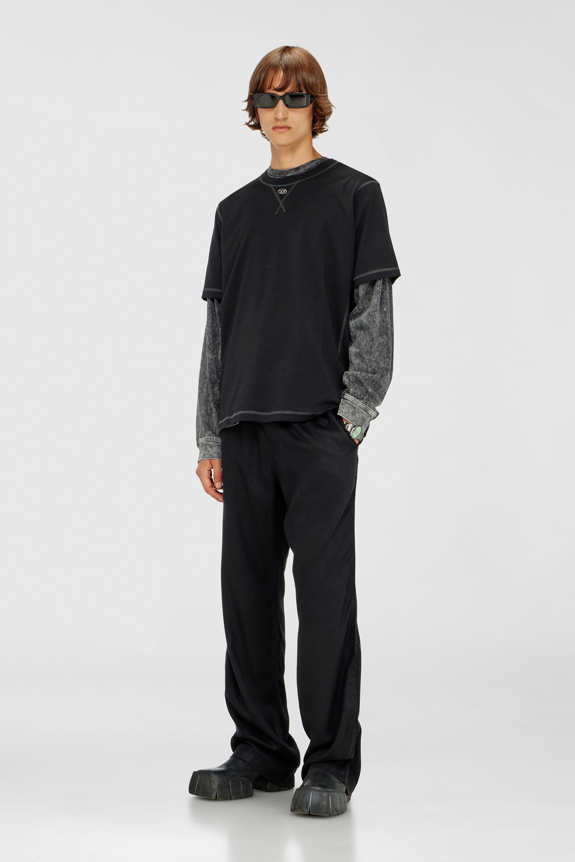 Diesel - T-MADJUST-TR, Male's Tシャツ in ダークグレー - 1