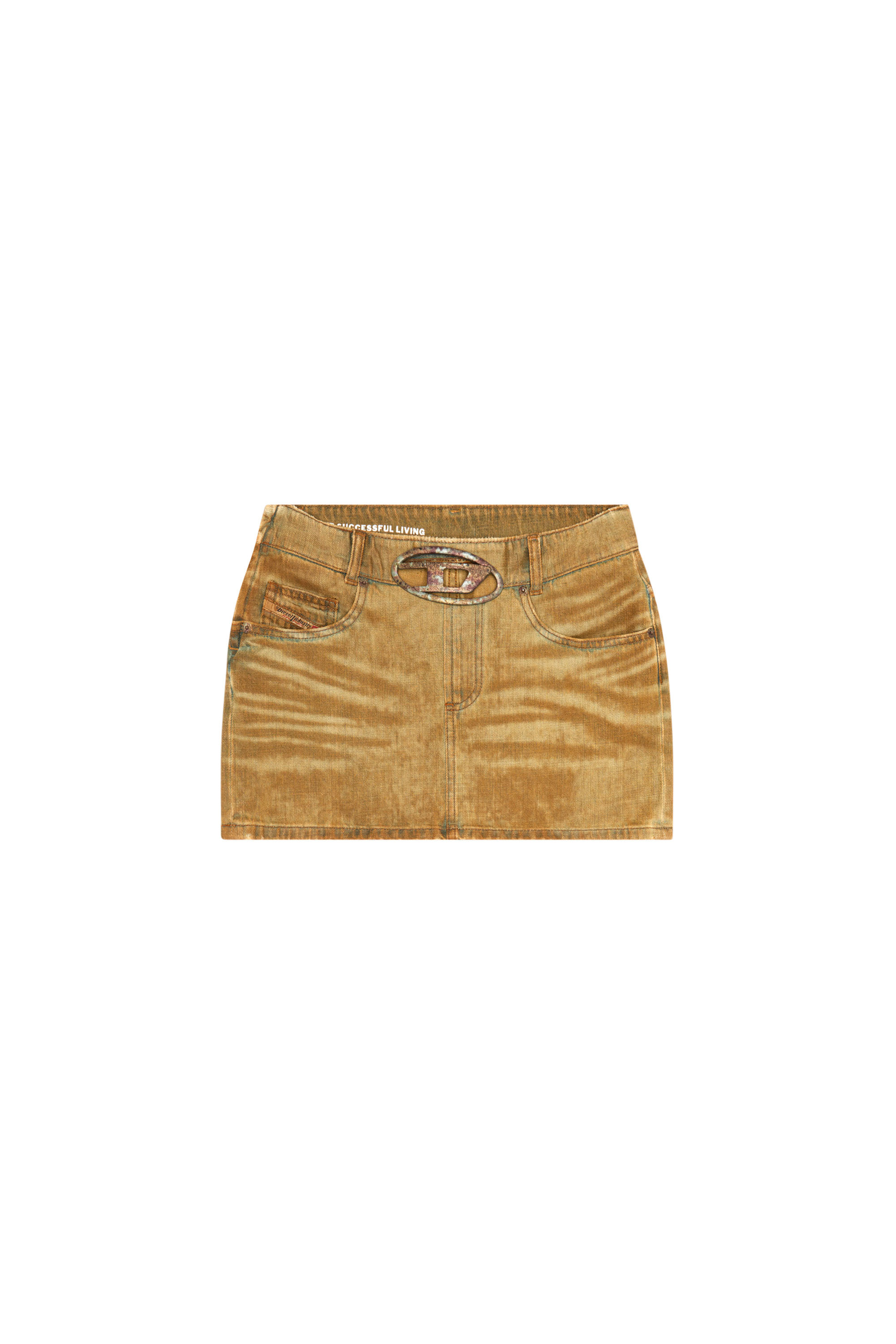 Diesel - DE-RON-FSF, Female's Denim miniskirt with rust-effect logo in ライトブラウン - 3