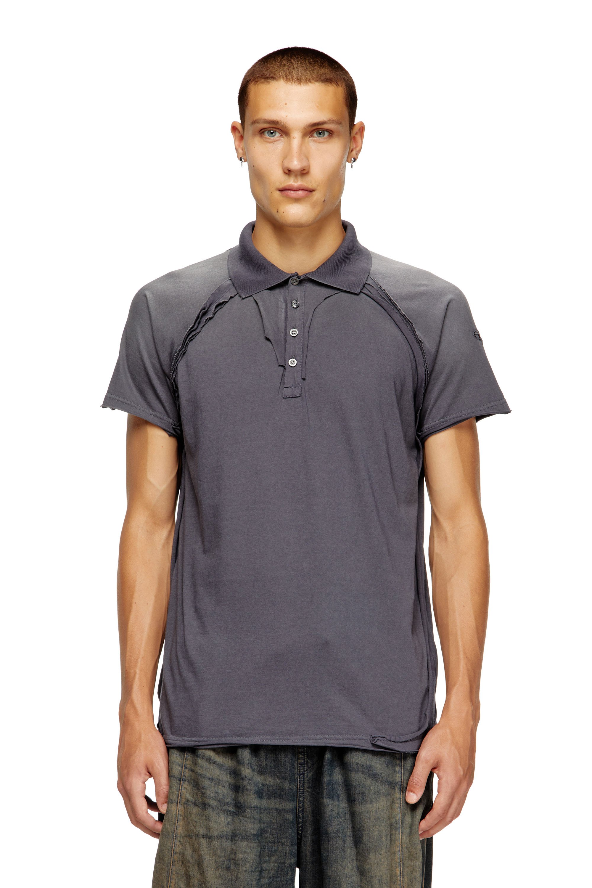 Diesel - T-NORY, Male's Polo shirt with peel-off effect in グレー - 1