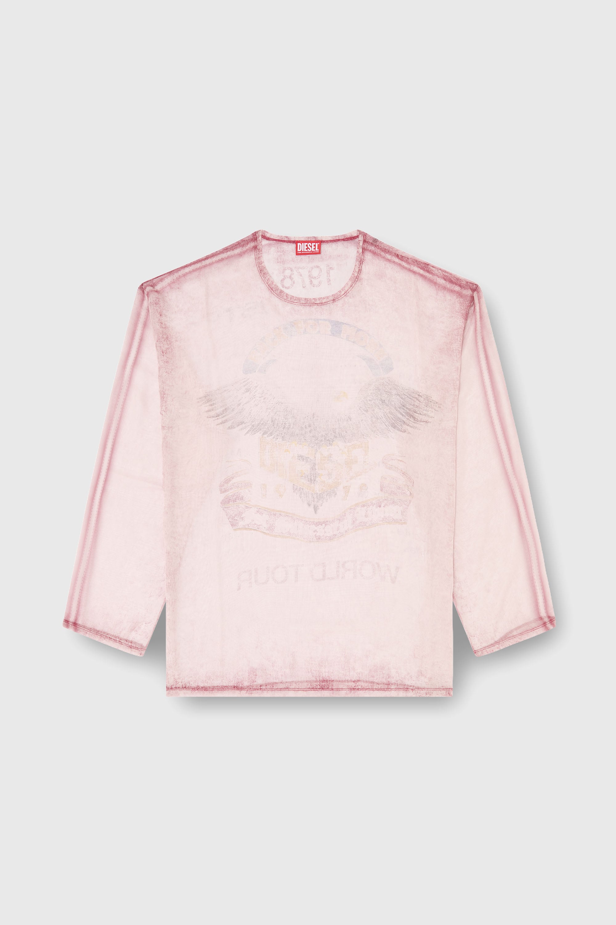 Diesel - T-DOUBLEX-LS, Male's Sheer chiffon top with concert graphics in フェースパウダー - 2