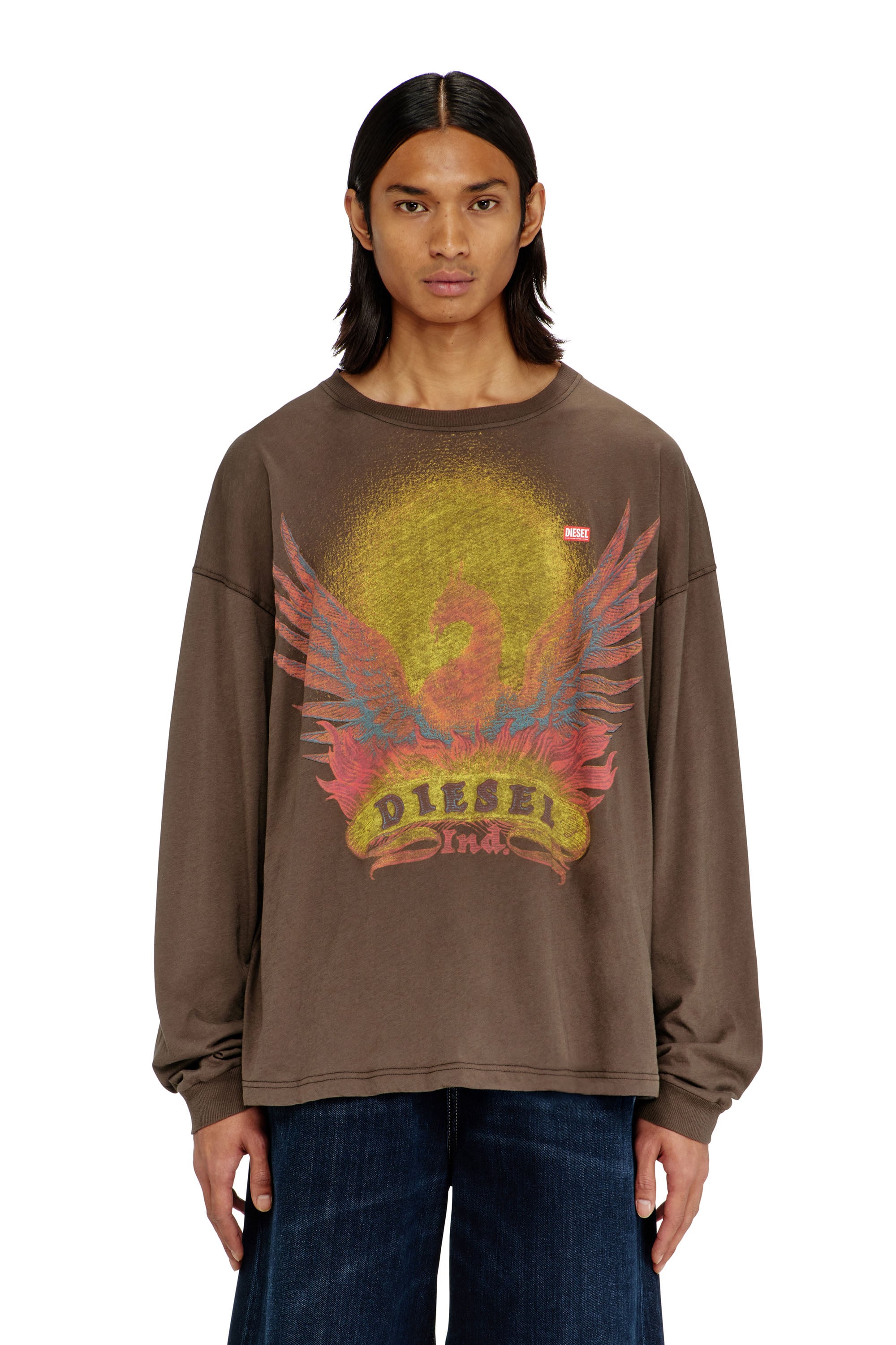 Diesel - T-BOXT-LS-AA1, Male's 長袖Tシャツ in ブラウン - 1