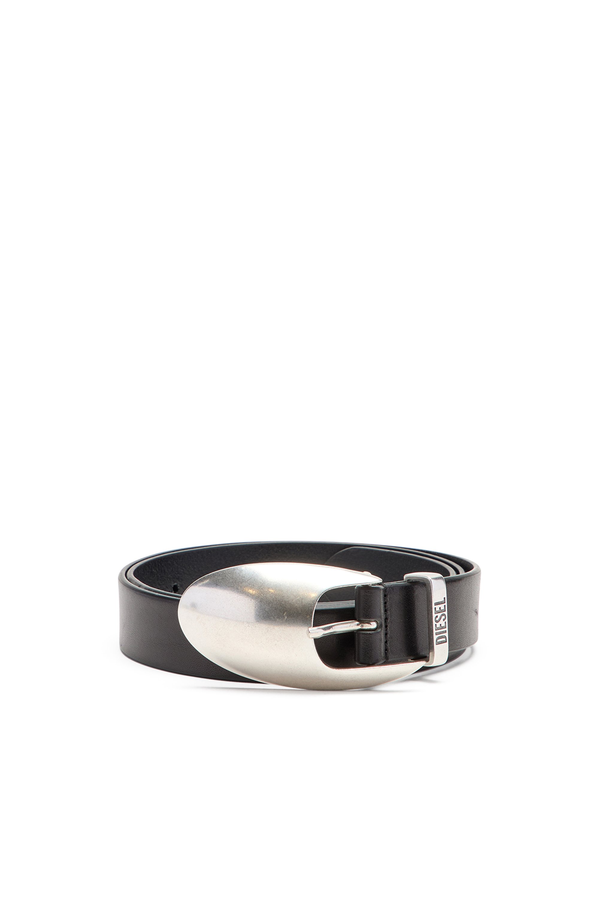 Diesel - B-ROP 30, Male's 3cm leather belt with sculptural buckle in ブラック - 1