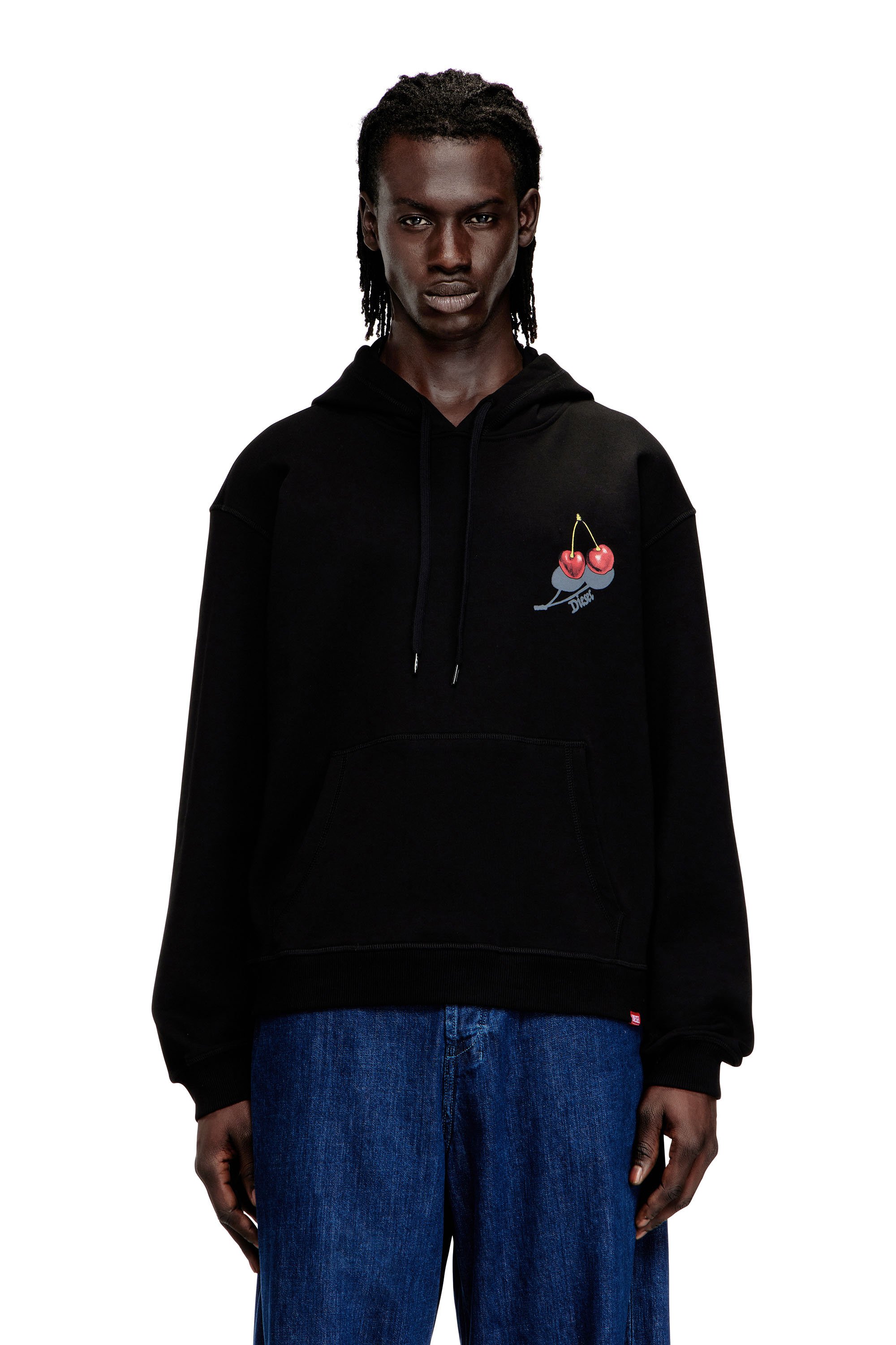 Diesel - SV-S-NORM-HOOD-CHER, Unisex's Hoodie in cotton with cherry graphic in ブラック - 1