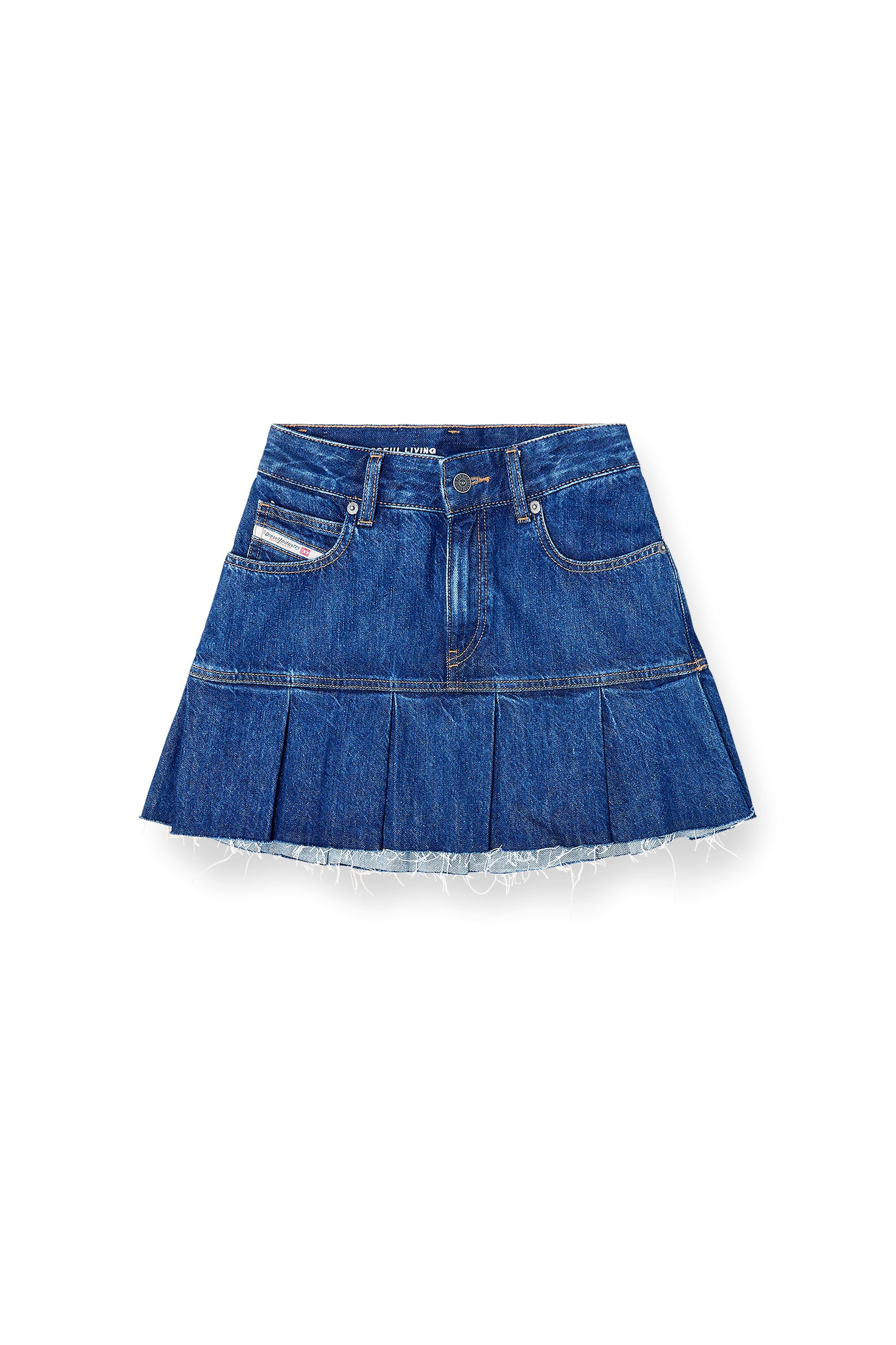 Diesel - DE-REEN, Female's Pleated mini skirt in denim in ミディアムブルー - 3
