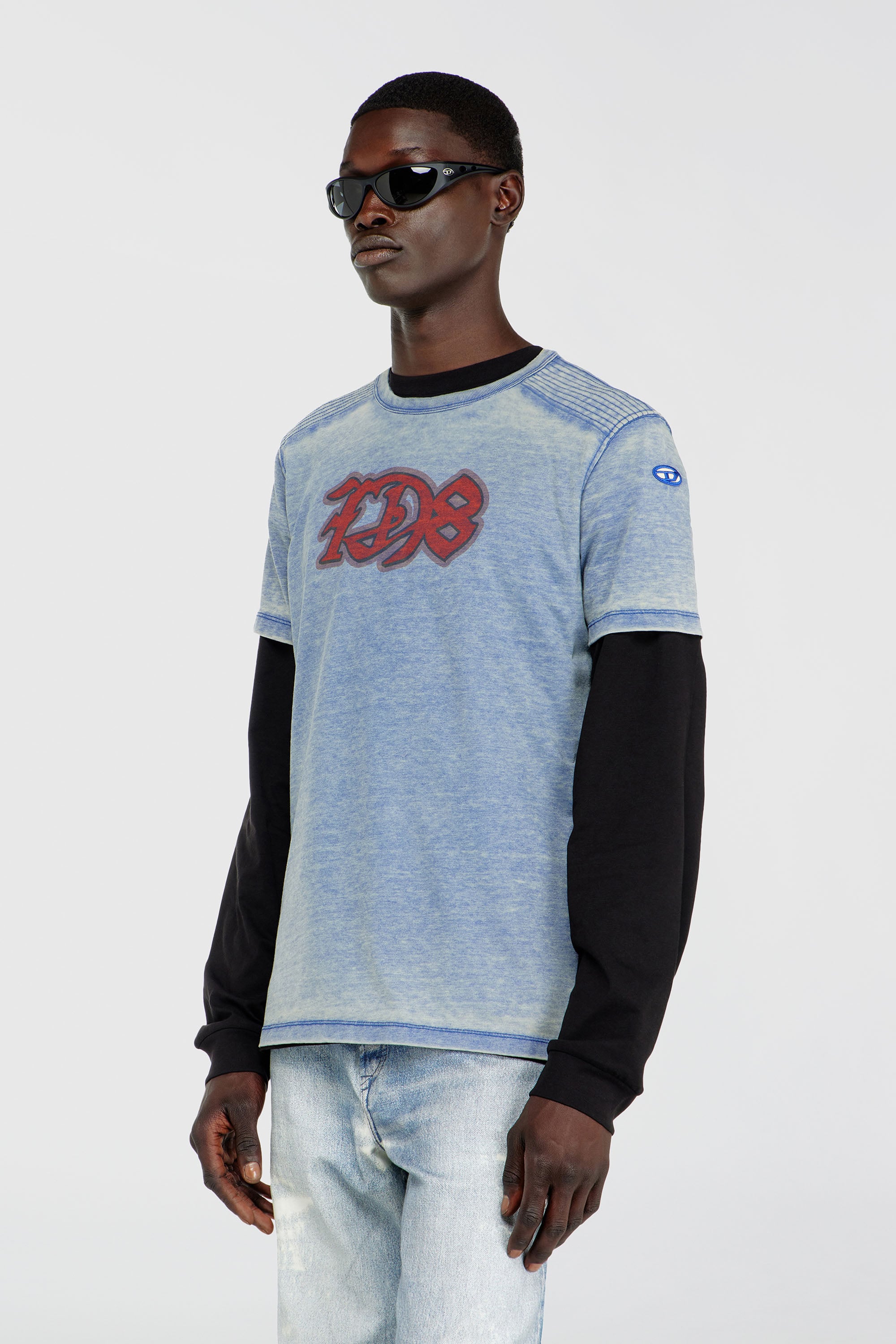 Diesel - T-DOMY, Male's Tシャツ in ライトブルー - 1