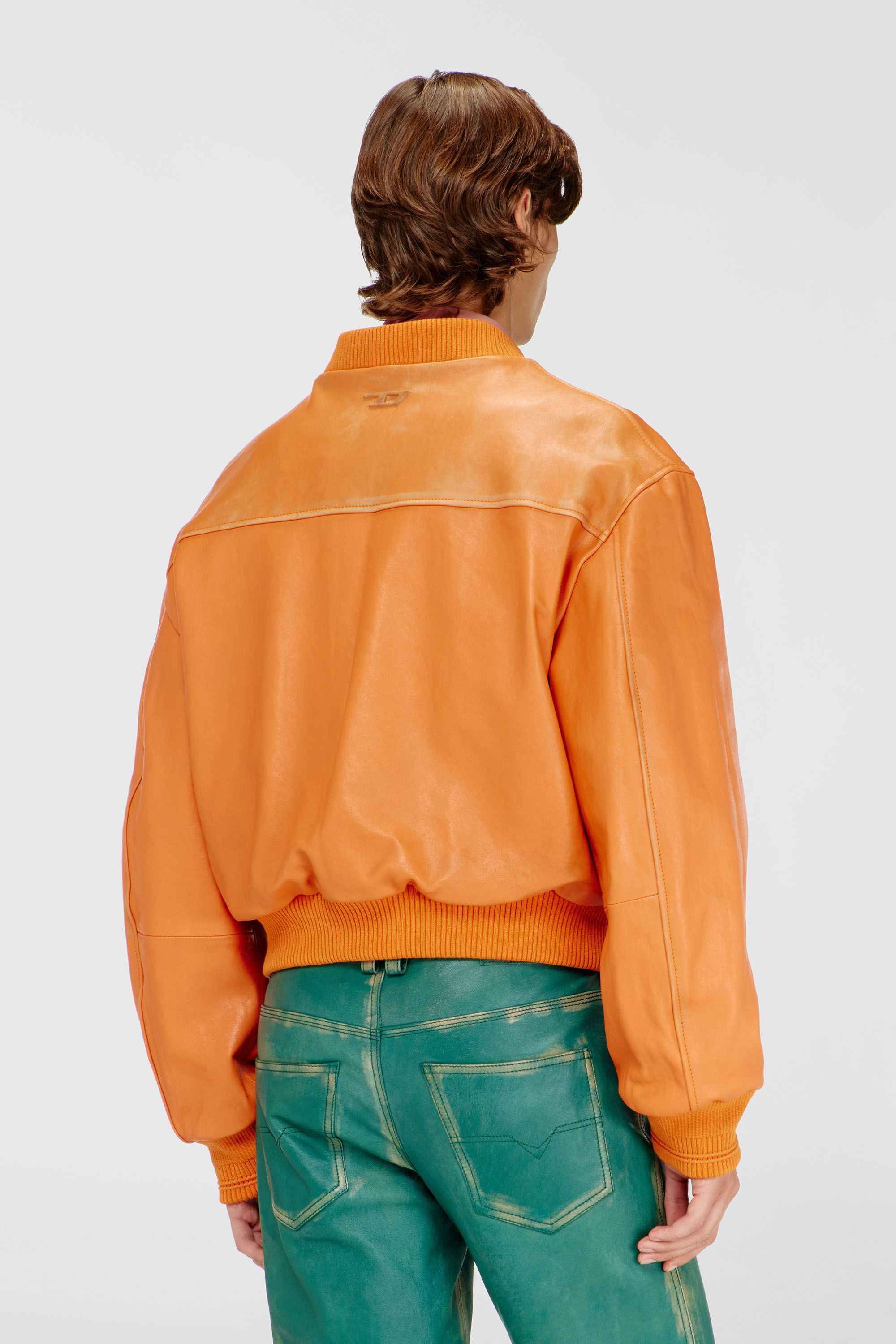 Diesel - L-HOMBER, Male's Bomber jacket in treated leather in オレンジ - 5