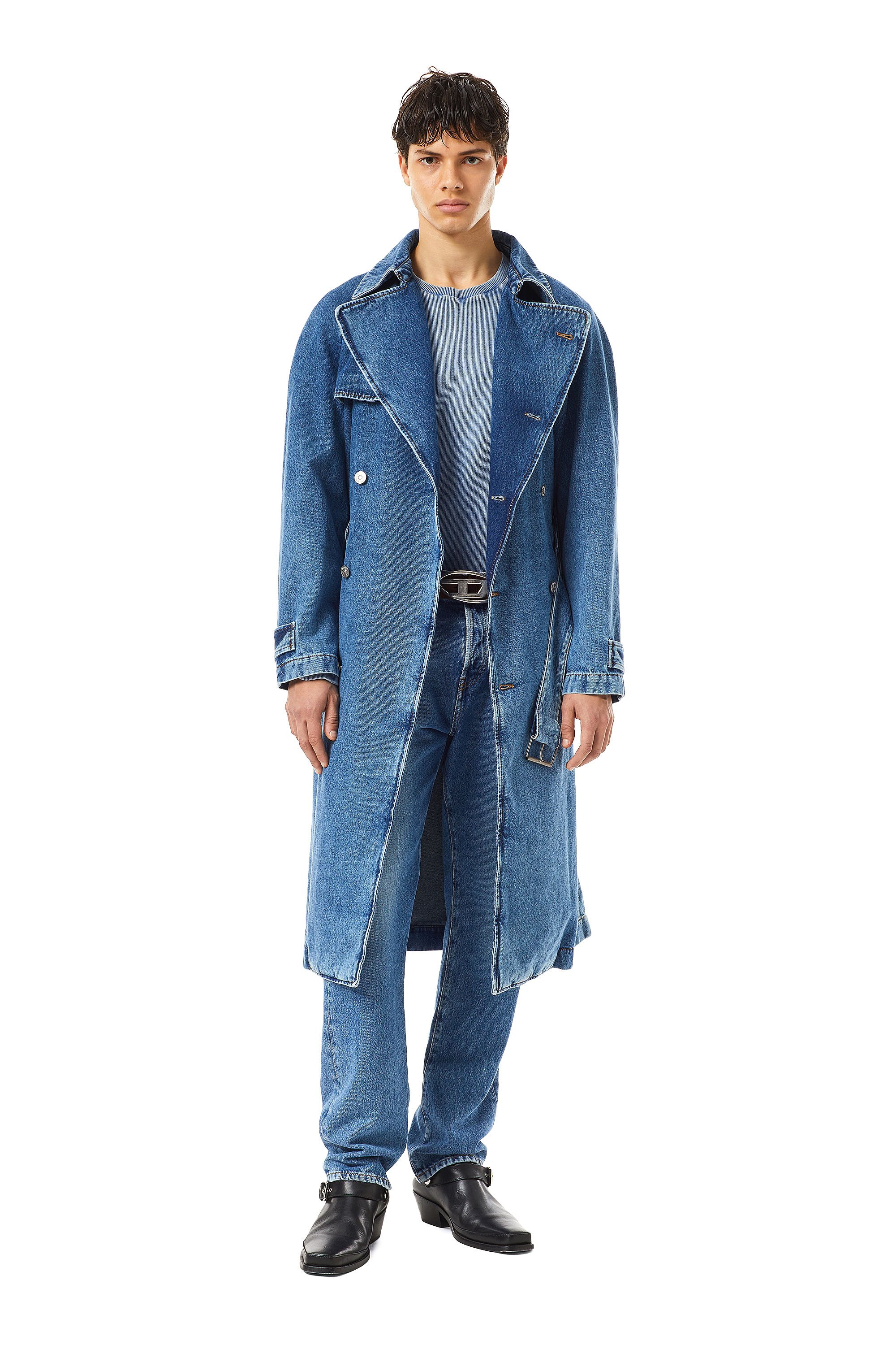 Diesel - D-DELIRIOUS DOUBLE BREASTED TRENCH COAT, ミディアムブルー - Image 1