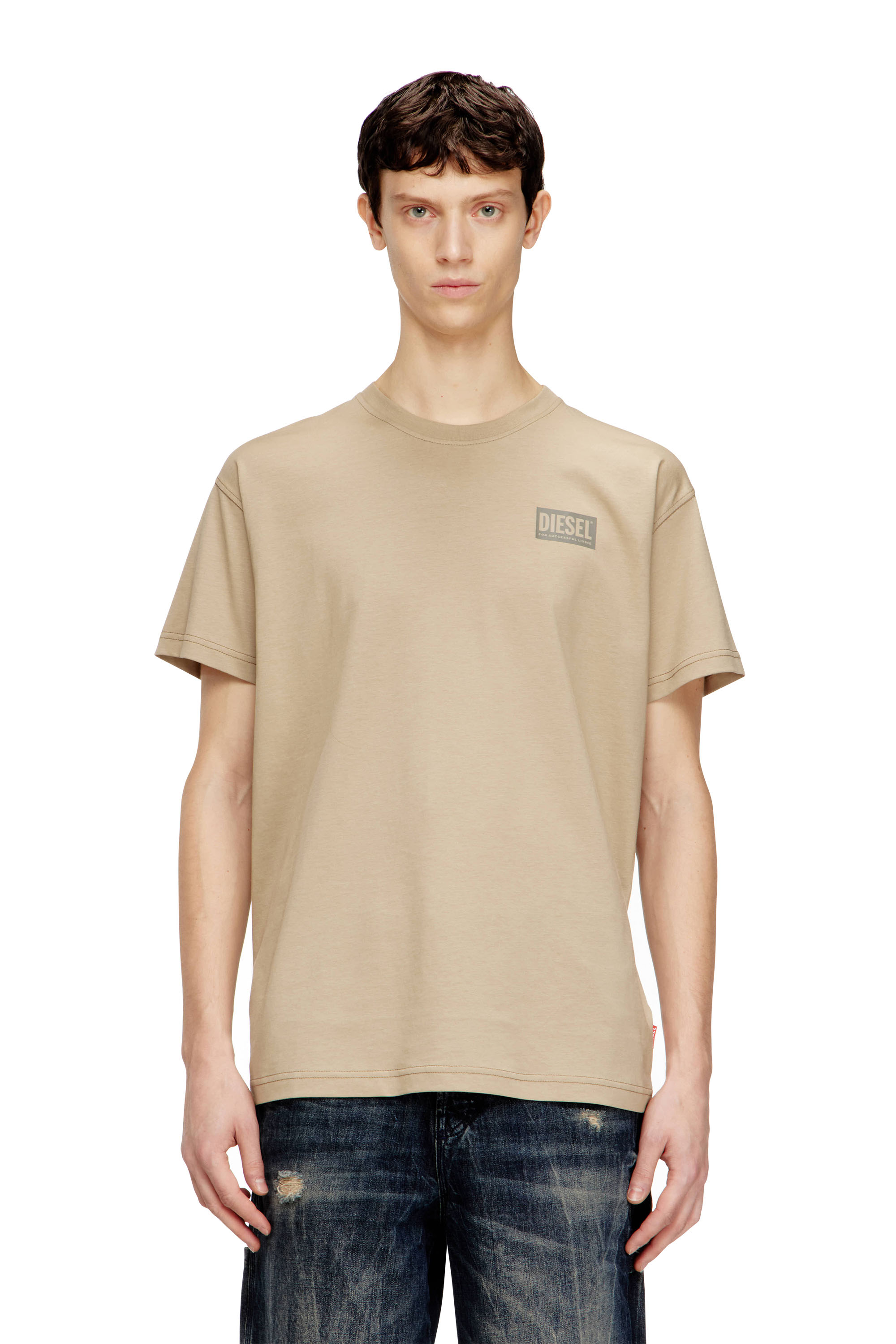 Diesel - T-NORM-V13, Male's T-shirt with plastisol print in ベージュ - 3