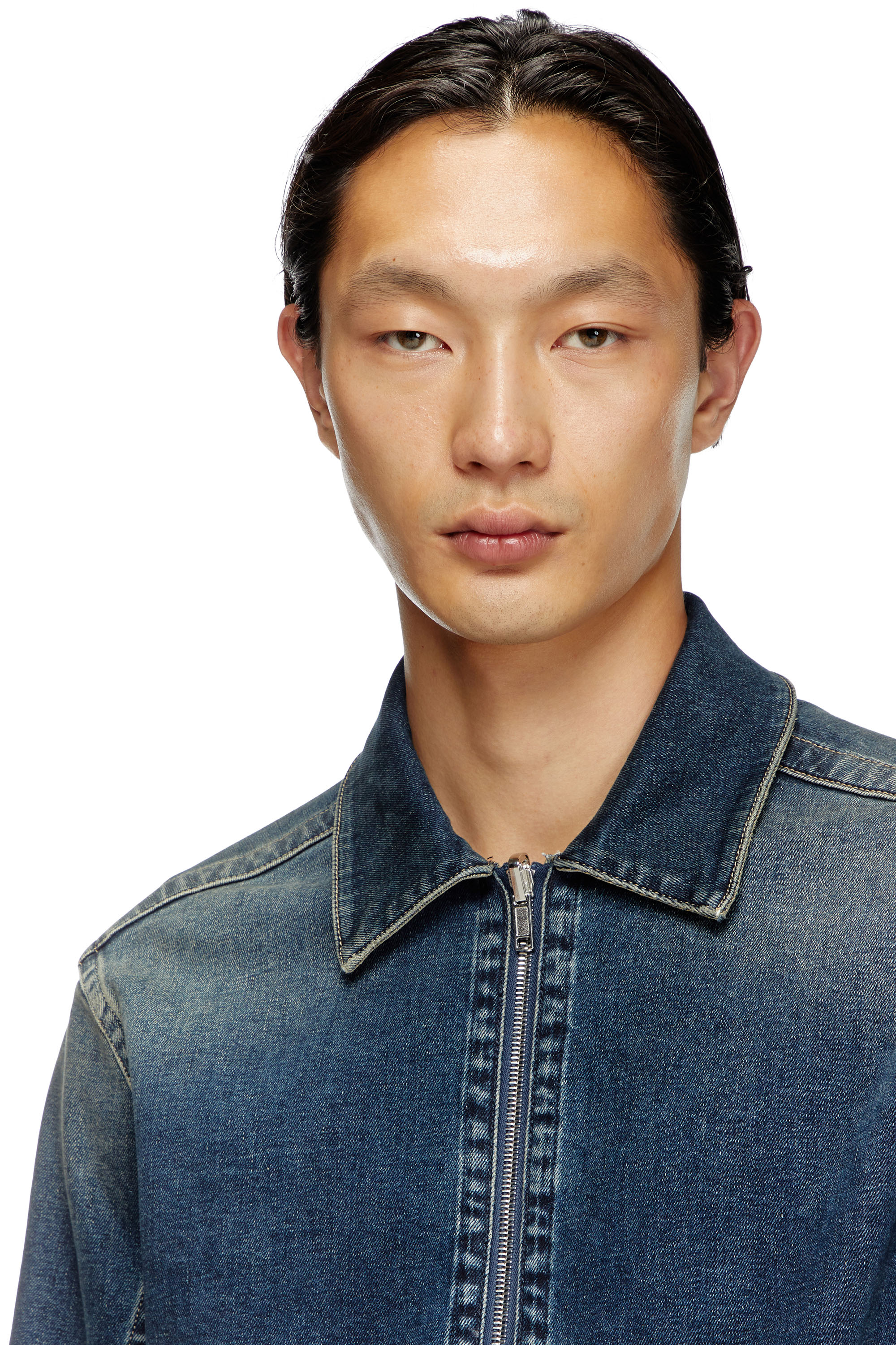Diesel - D-SIMPLY-RE, Male's Zipped shirt in Rehab denim in ダークブルー - 4