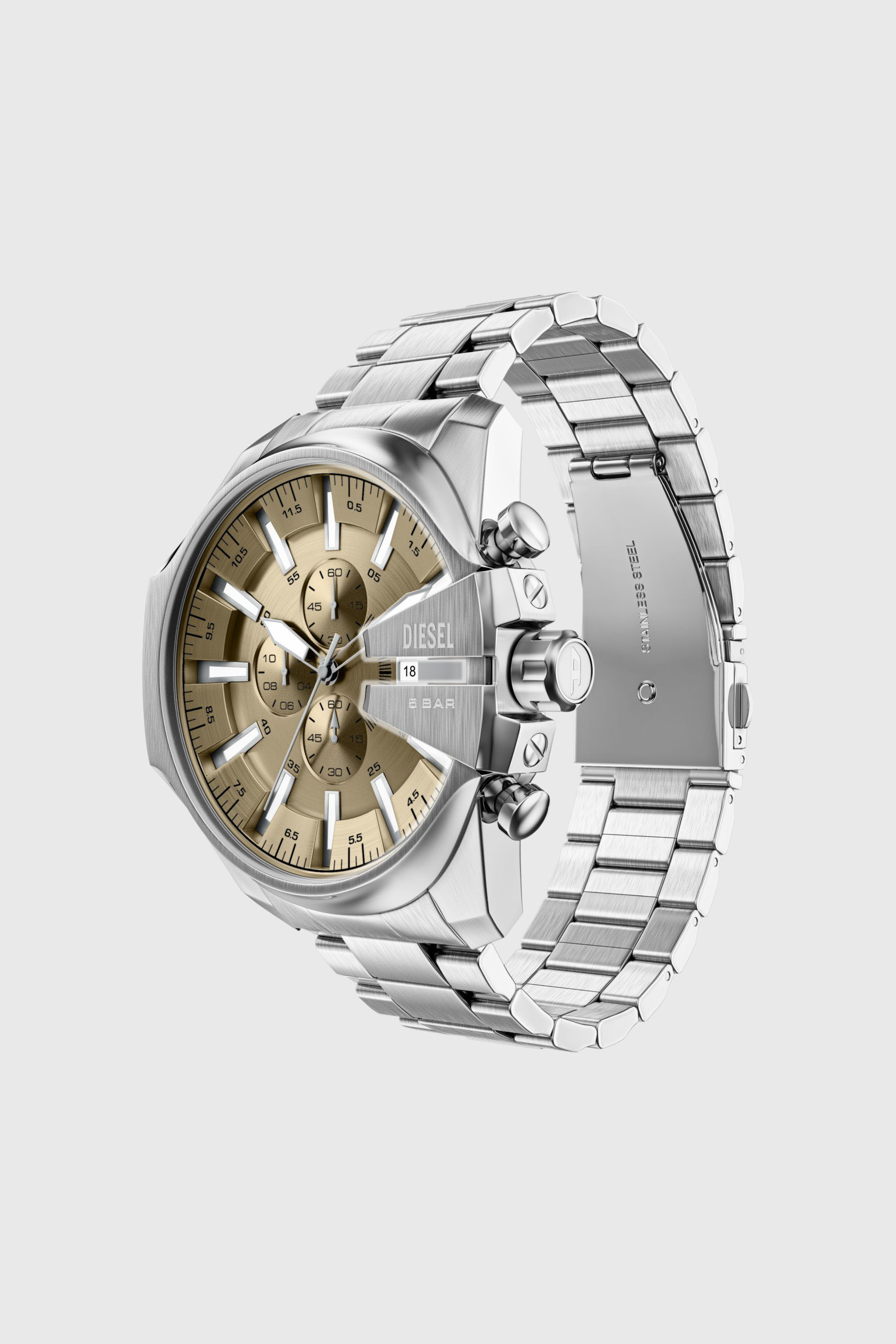 Diesel - DZ4702 WATCH, Male's Mega Chief Slim Chronograph Stainless Steel Watch in シルバー - 7