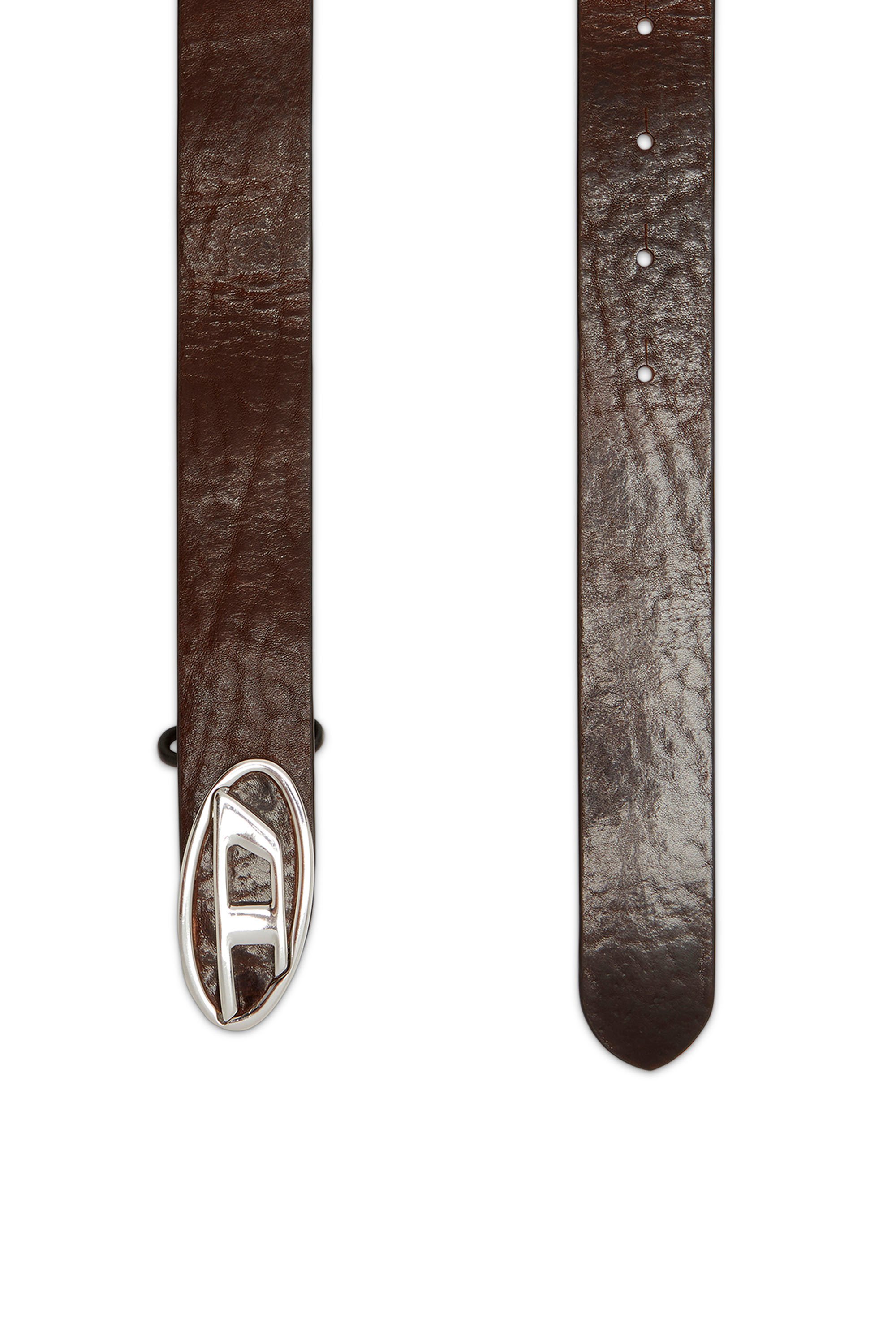 Diesel - B-1DR-LAYER, Male's Leather belt with Oval D logo in ダークブラウン - 2