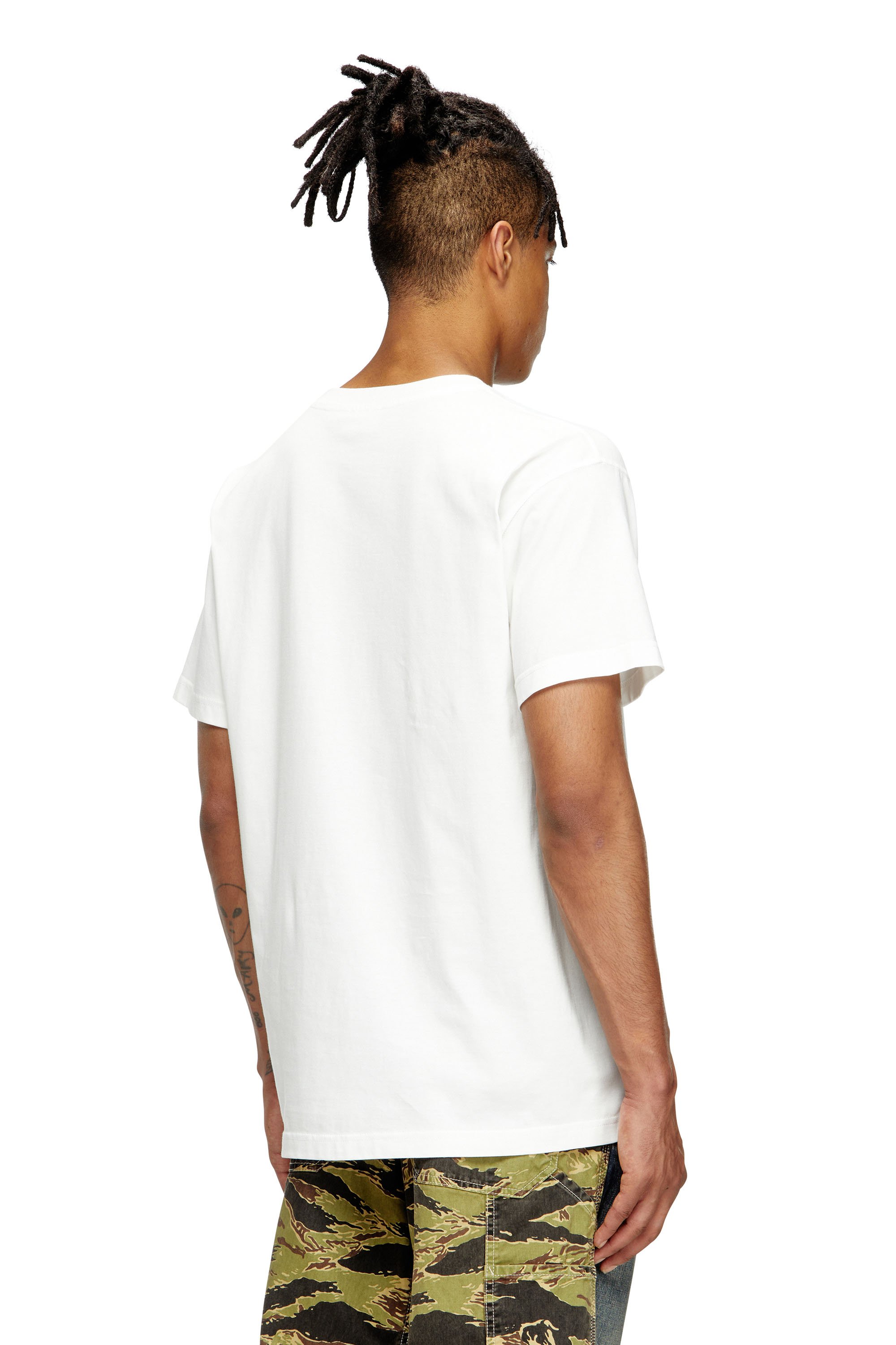 Diesel - T-NORM-T6, Male's T-shirt with flocked Diesel Denim Division logo in ホワイト - 4