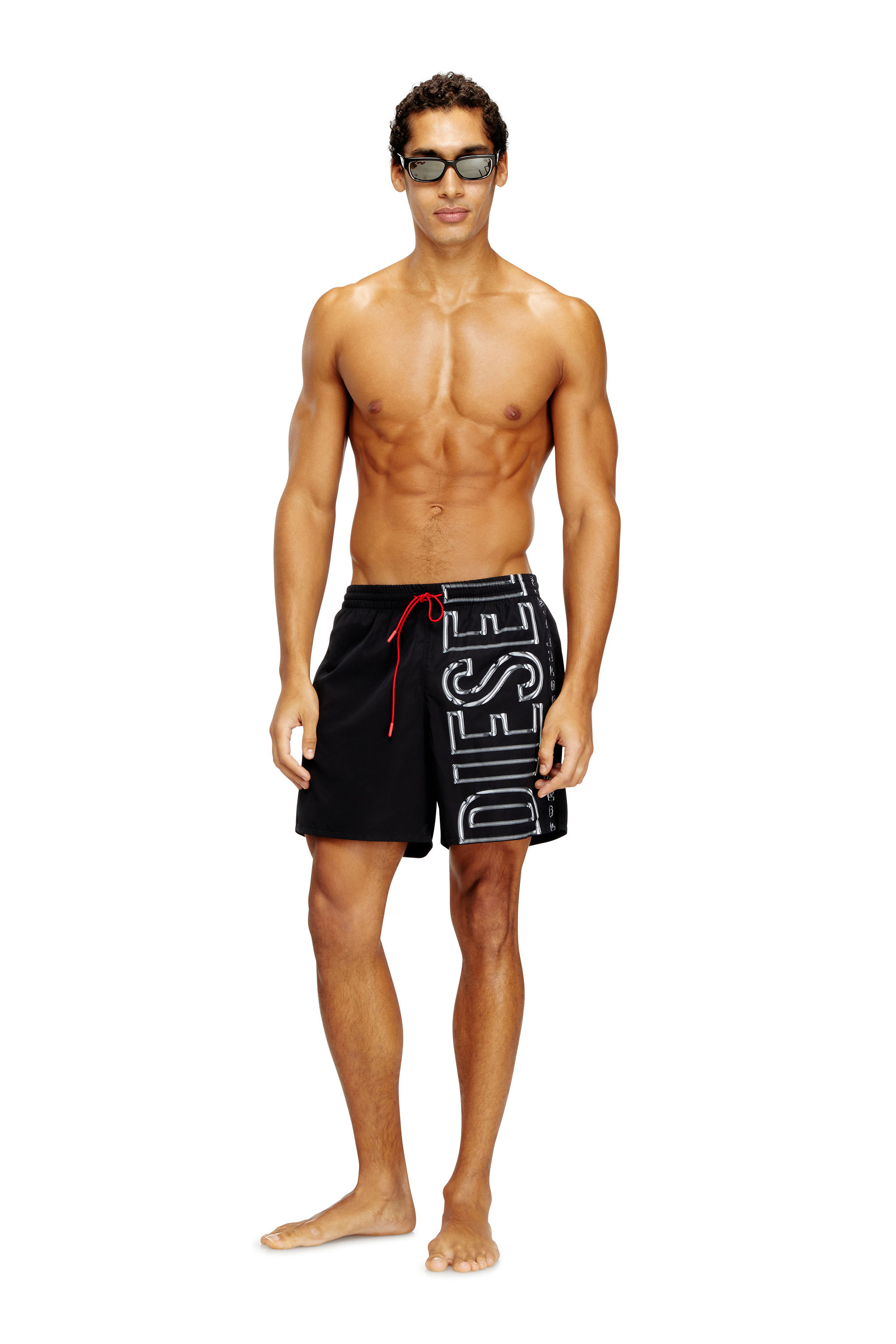 Diesel - SOCCER-41-D-CORE, Male's Swim shorts with oversized logo print in ブラック - 2