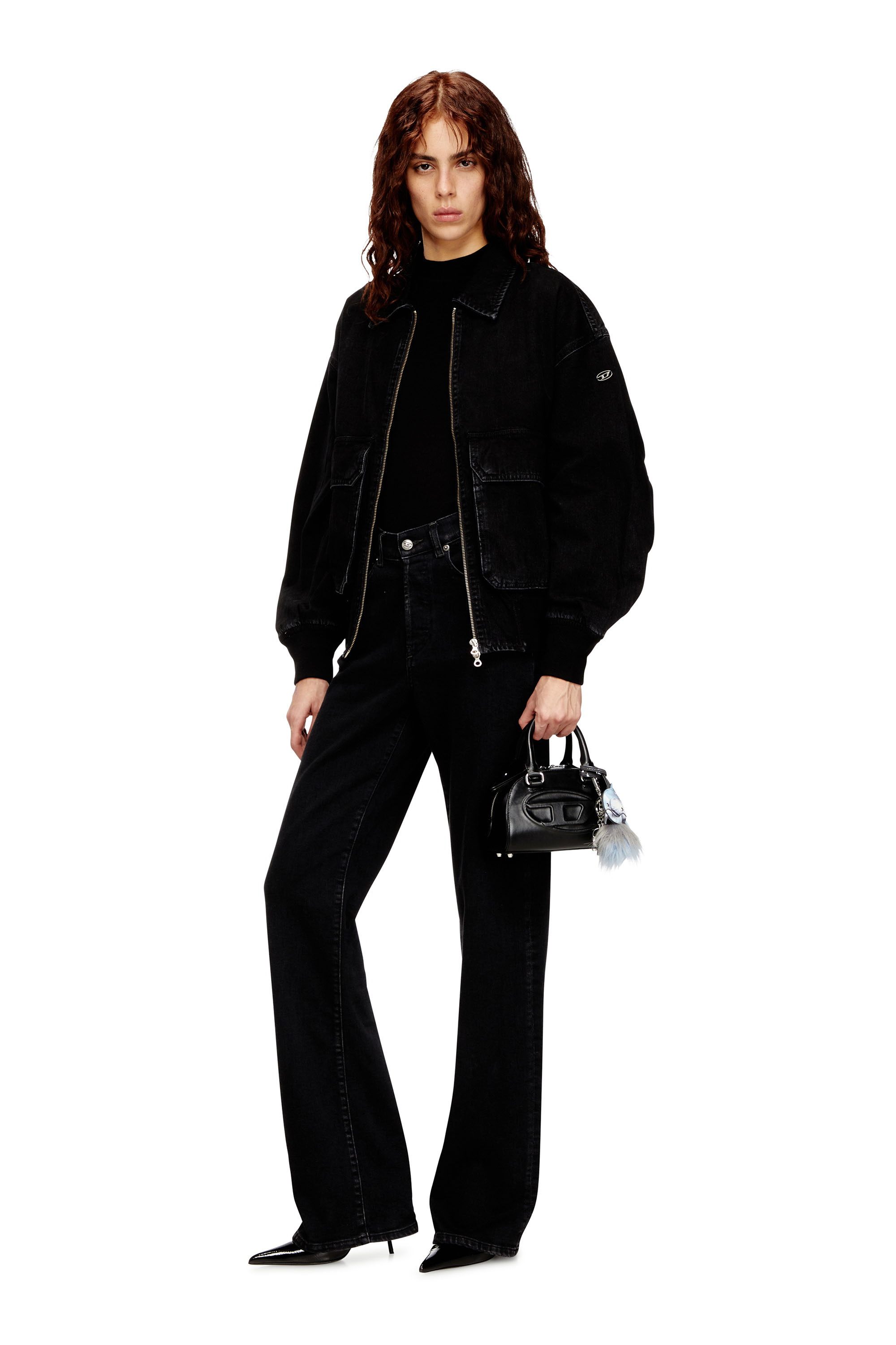 Diesel - D-KURZ, Unisex's デニムジャケット in ブラック - 4