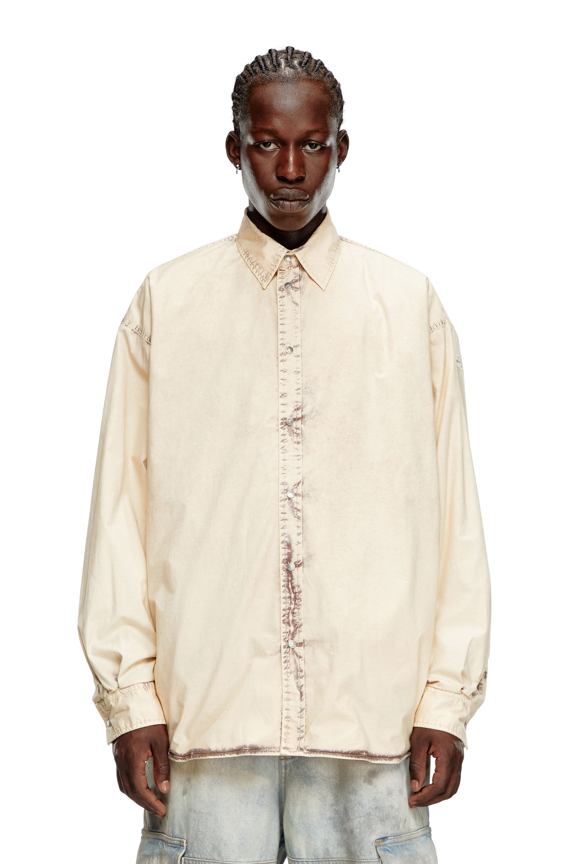 Diesel - S-VEKEN, Male's Shirt in marbled cotton in ベージュ - 6