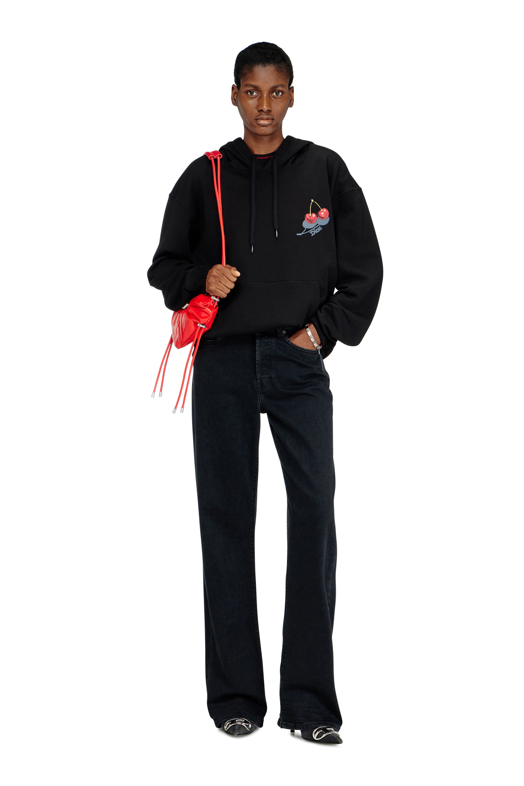 Diesel - SV-S-NORM-HOOD-CHER, Unisex's Hoodie in cotton with cherry graphic in ブラック - 4